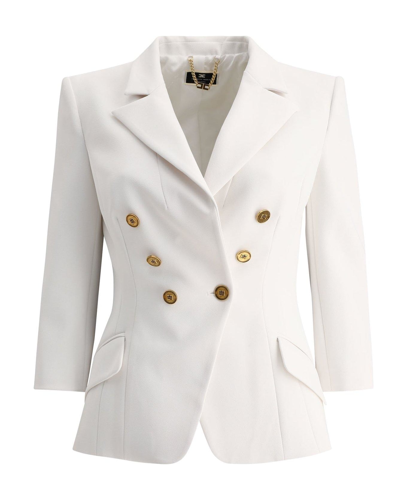 Elisabetta Franchi Fitted Double Breasted Jacket - Avorio