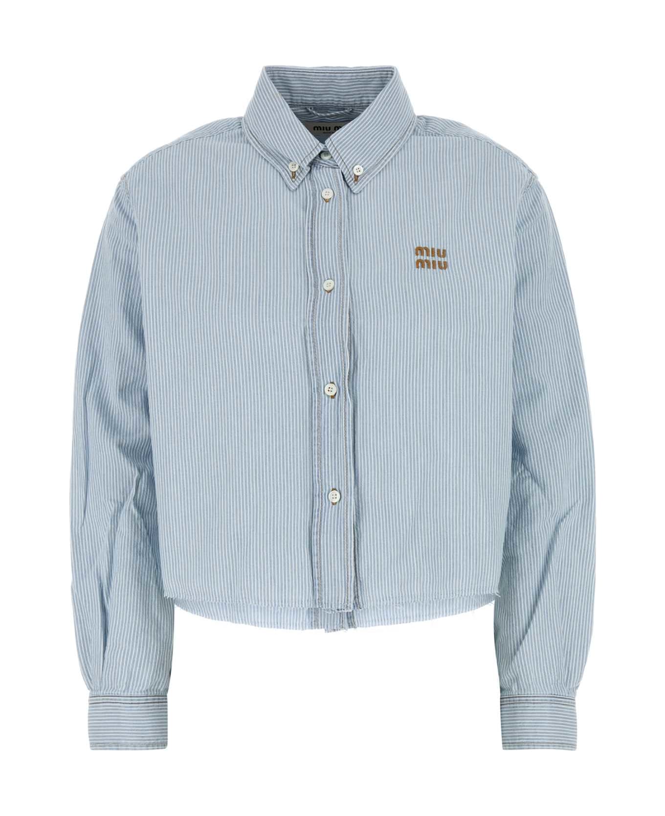 Miu Miu Embroidered Chambray Shirt - AZZURRO