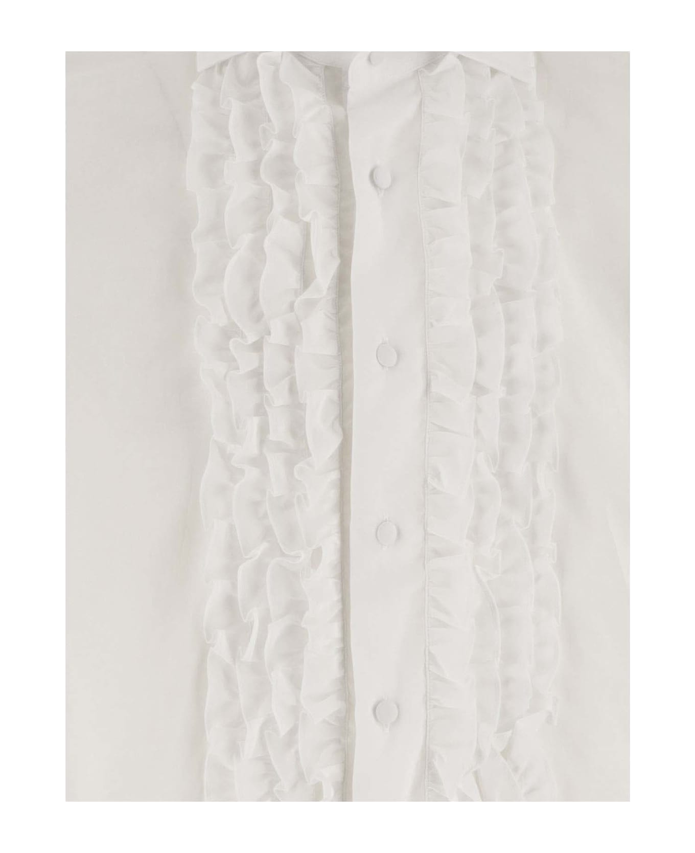 Tagliatore Cotton Poplin Shirt With Ruffles - White シャツ