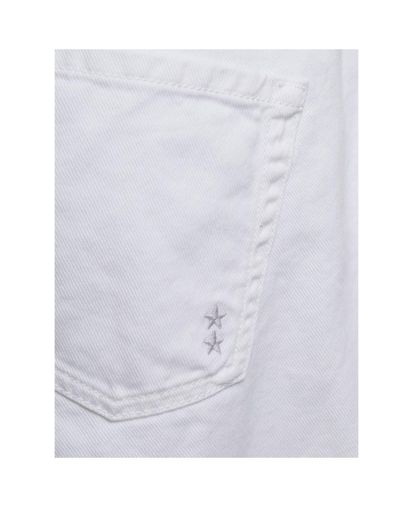 Icon Denim 'miki' White Jeans With Patch And Welt Pockets In Cotton Denim Woman - White