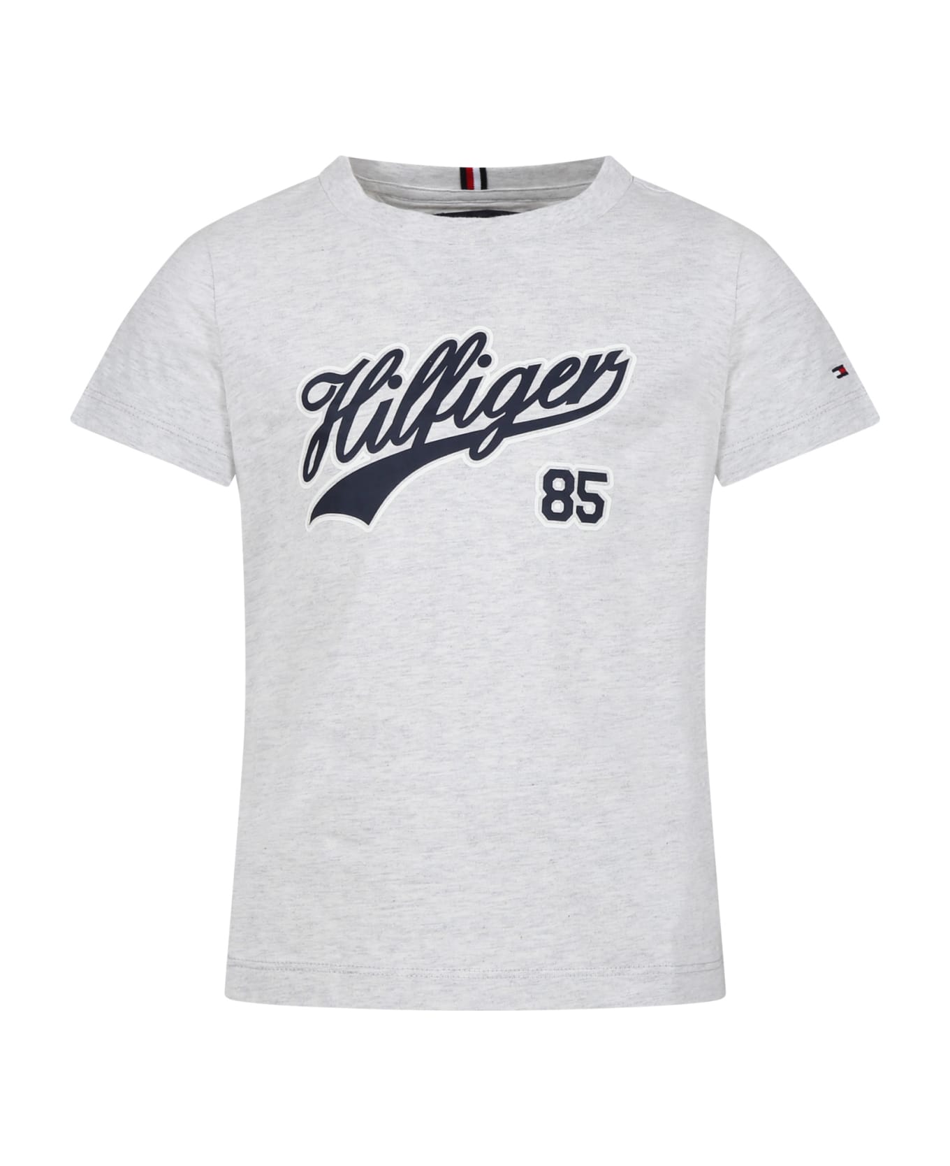 Tommy Hilfiger Gray T-shirt For Boy With Logo - Grey Tシャツ＆ポロシャツ