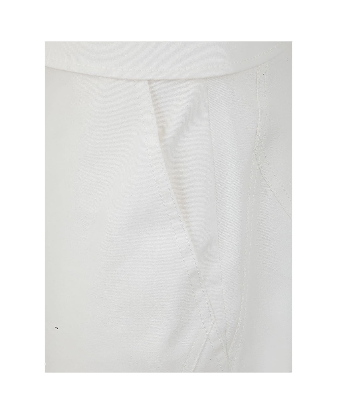 Alberta Ferretti Stretch Gabardine Trouser - White