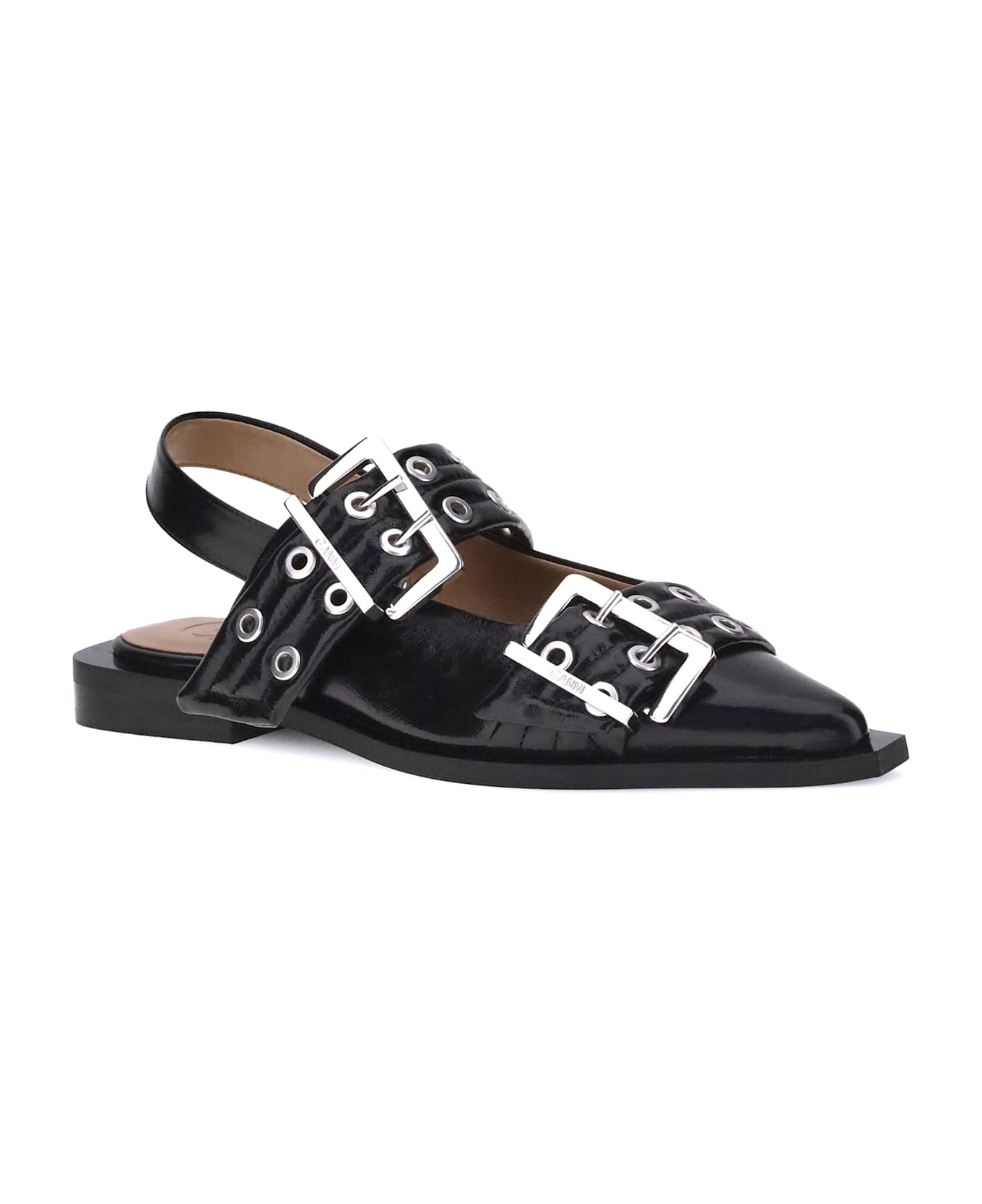 Ganni Ballerinas With Straps - Black