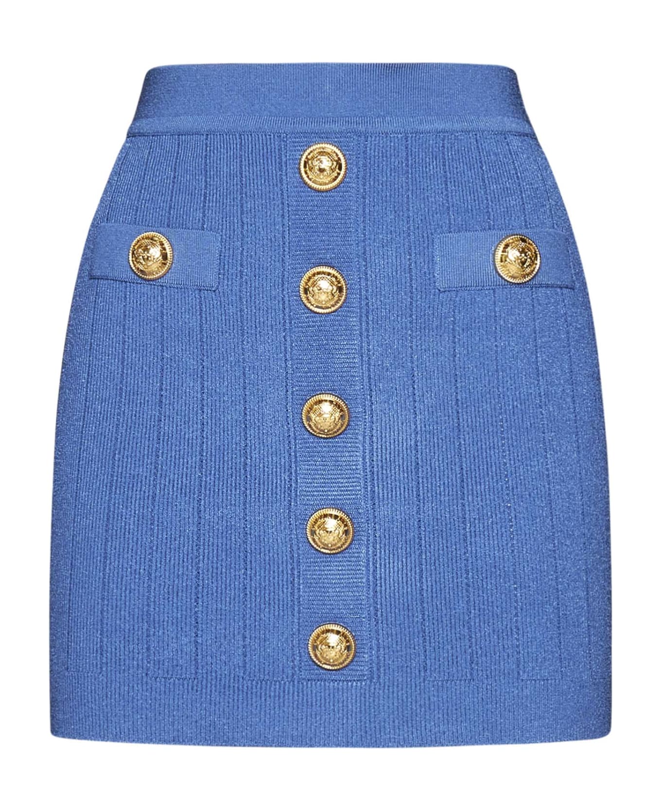 Balmain Logo Button Knit Skirt - Blu スカート