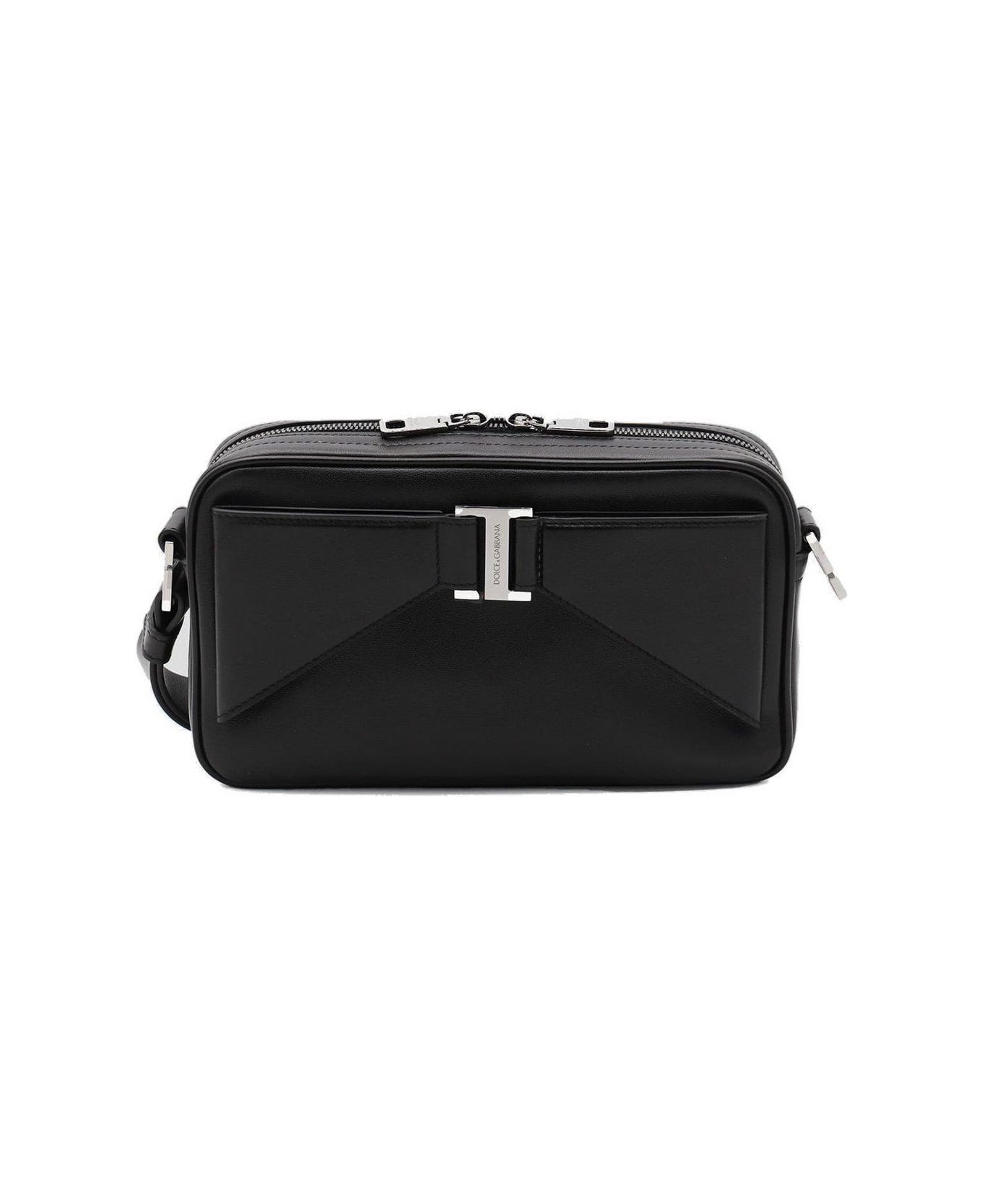 Dolce 
Gabbana Logo Tag Zipped Messenger Bag - BLACK