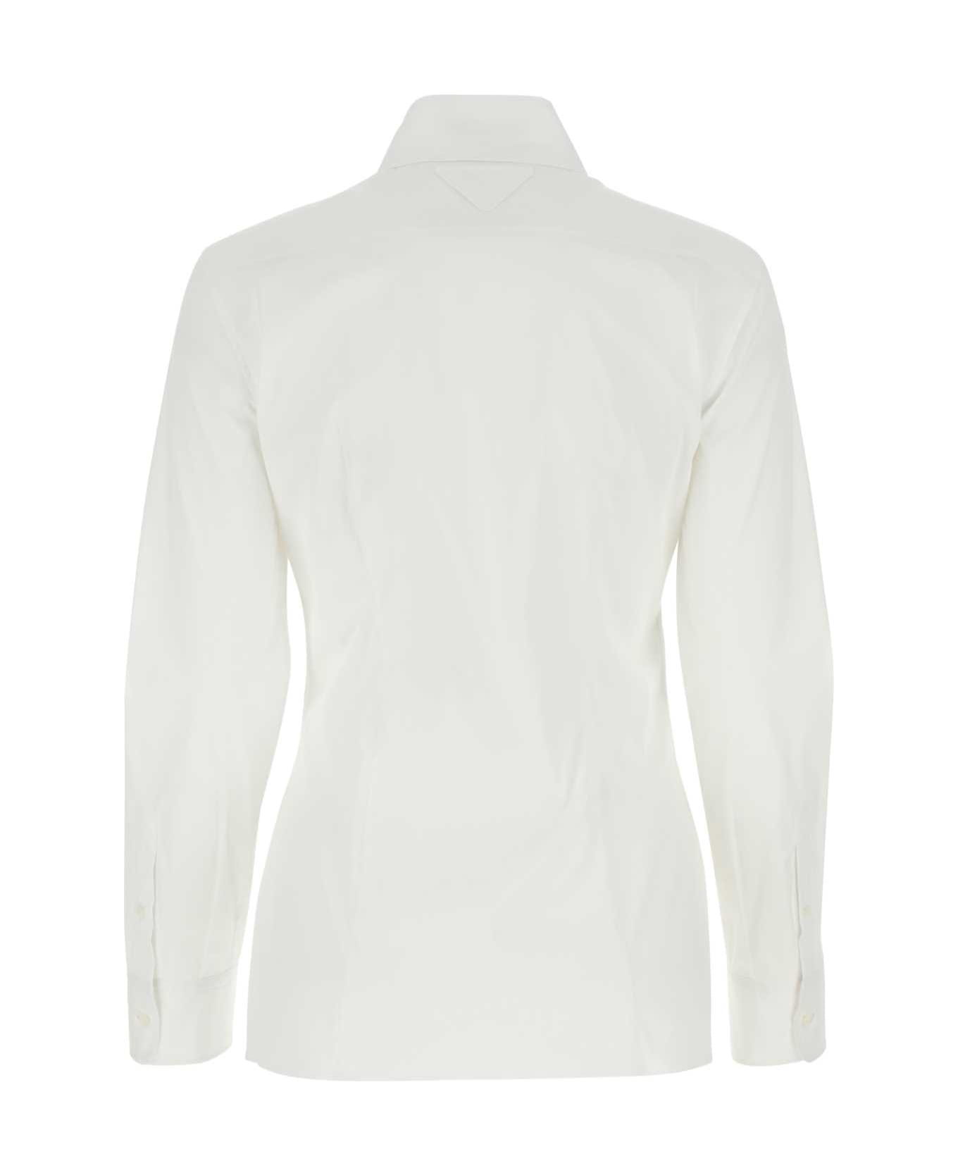 Prada White Stretch Poplin Shirt - White