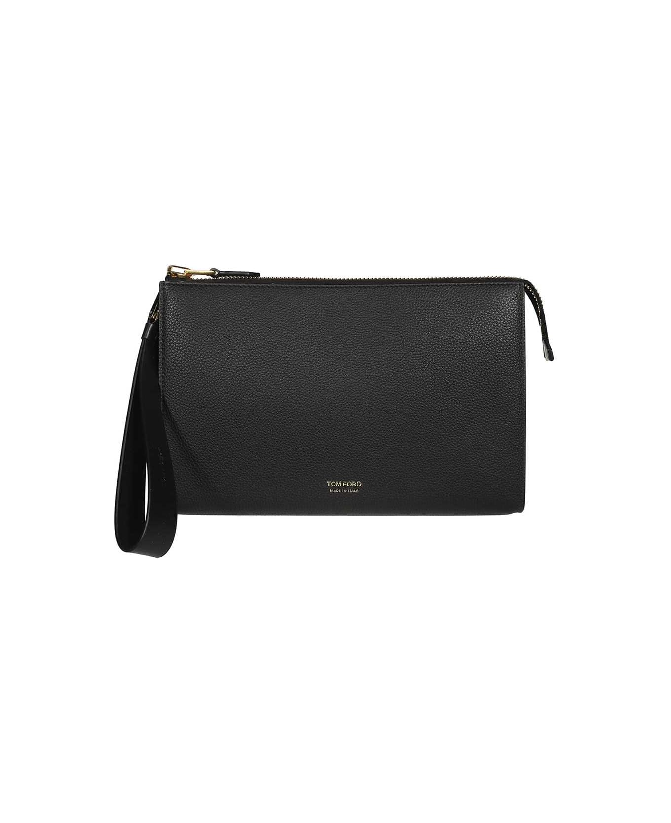 Tom Ford Leather Flat Pouch - black バッグ