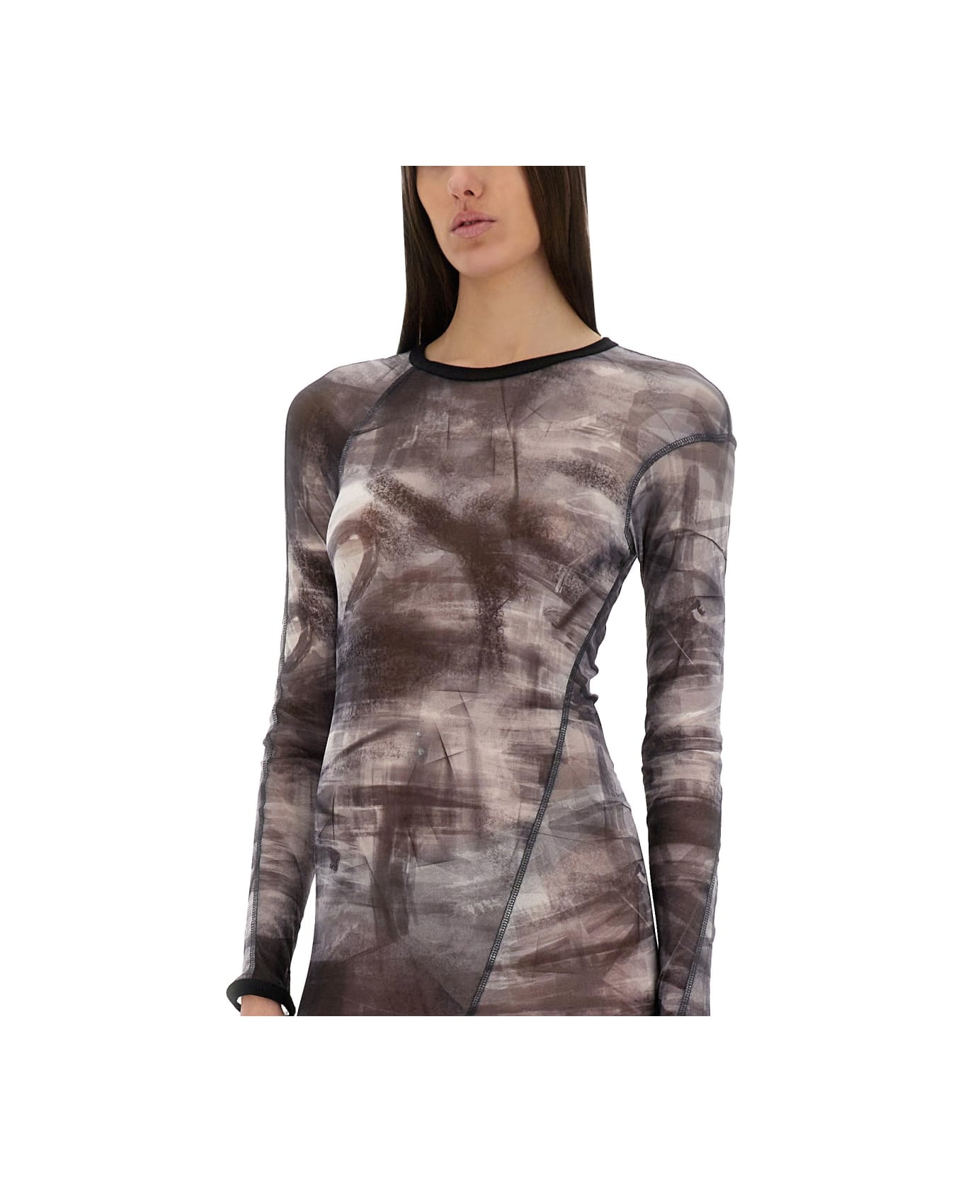 Helmut Lang "scribble Twisted" Dress - GREY