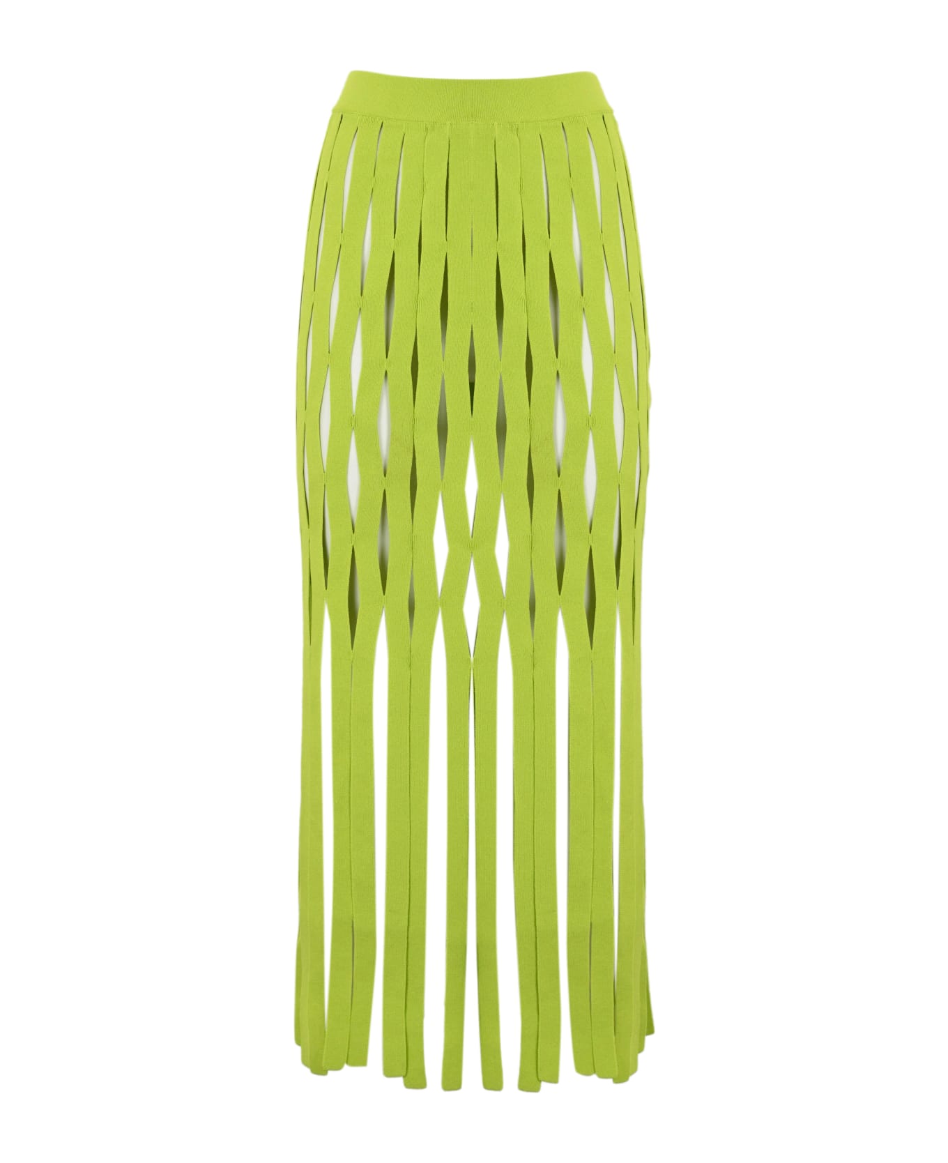 Liviana Conti Viscose Skirt With Ribbons - Cyber lime