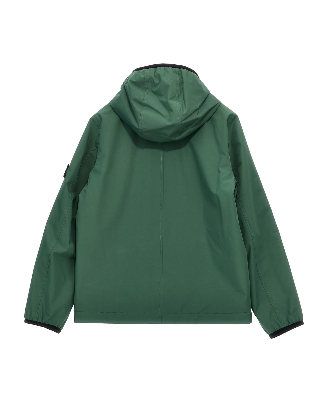 Stone Island Junior Logo Badge Hooded Jacket - Green