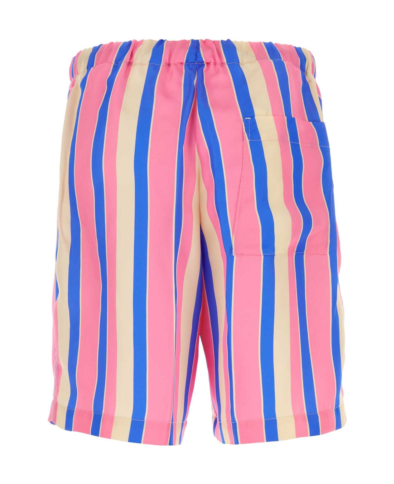 Dries Van Noten Embroidered Satin Bermuda Shorts - PINK