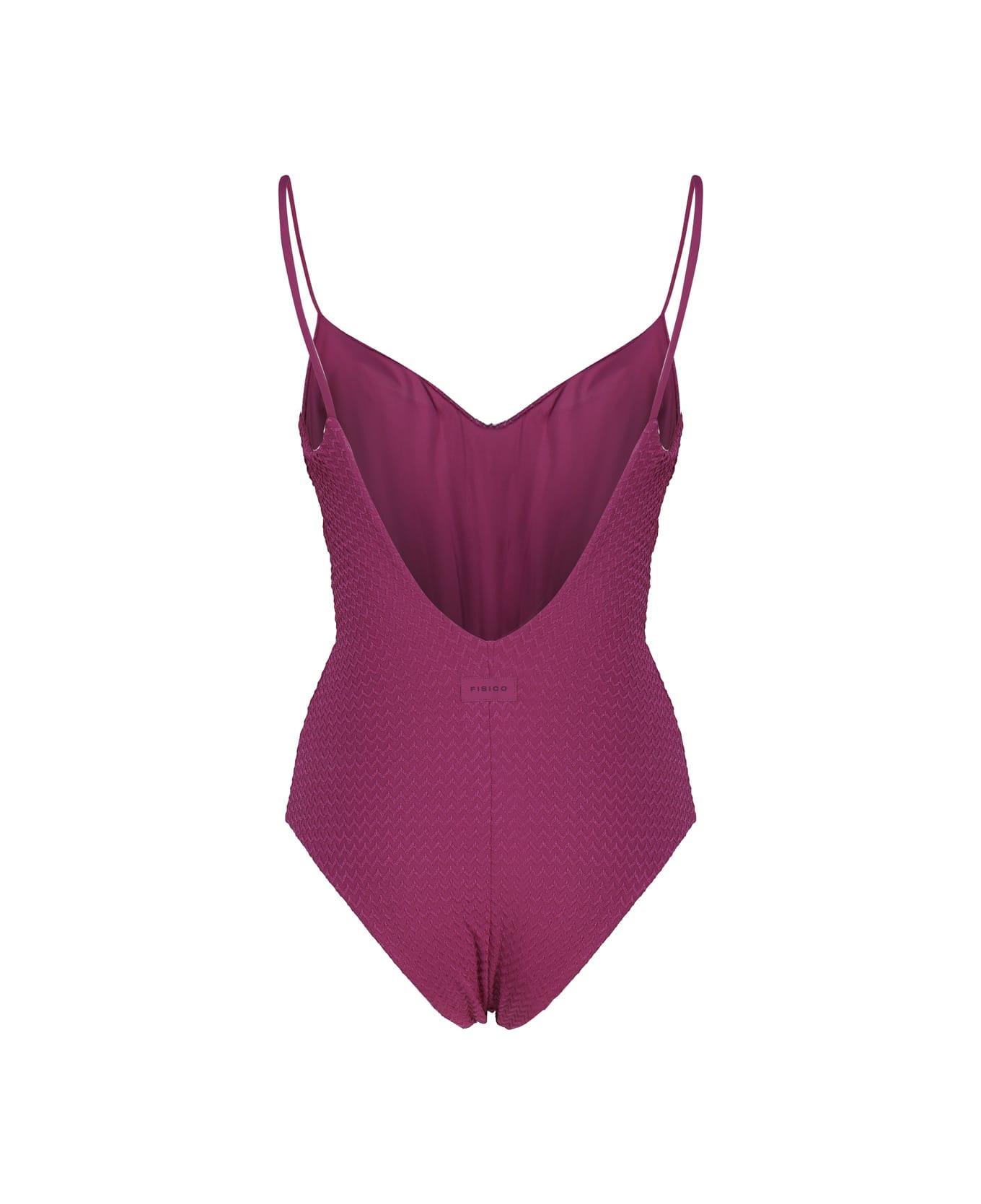 Fisico - Cristina Ferrari Solid Color One-piece Swimsuit - Sangria 水着