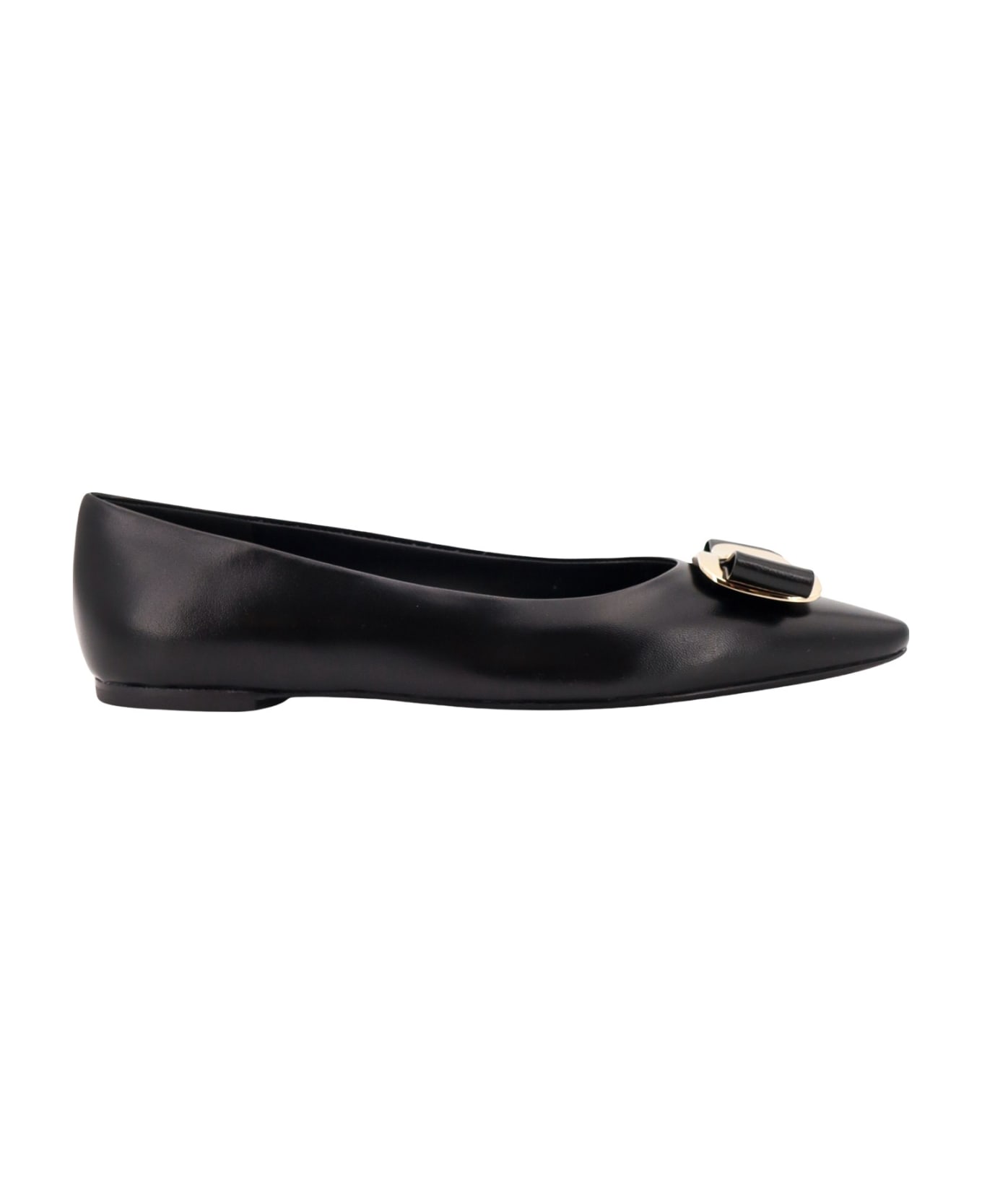 Ferragamo Leather Ballerinas With Iconic Vara Bow - Black