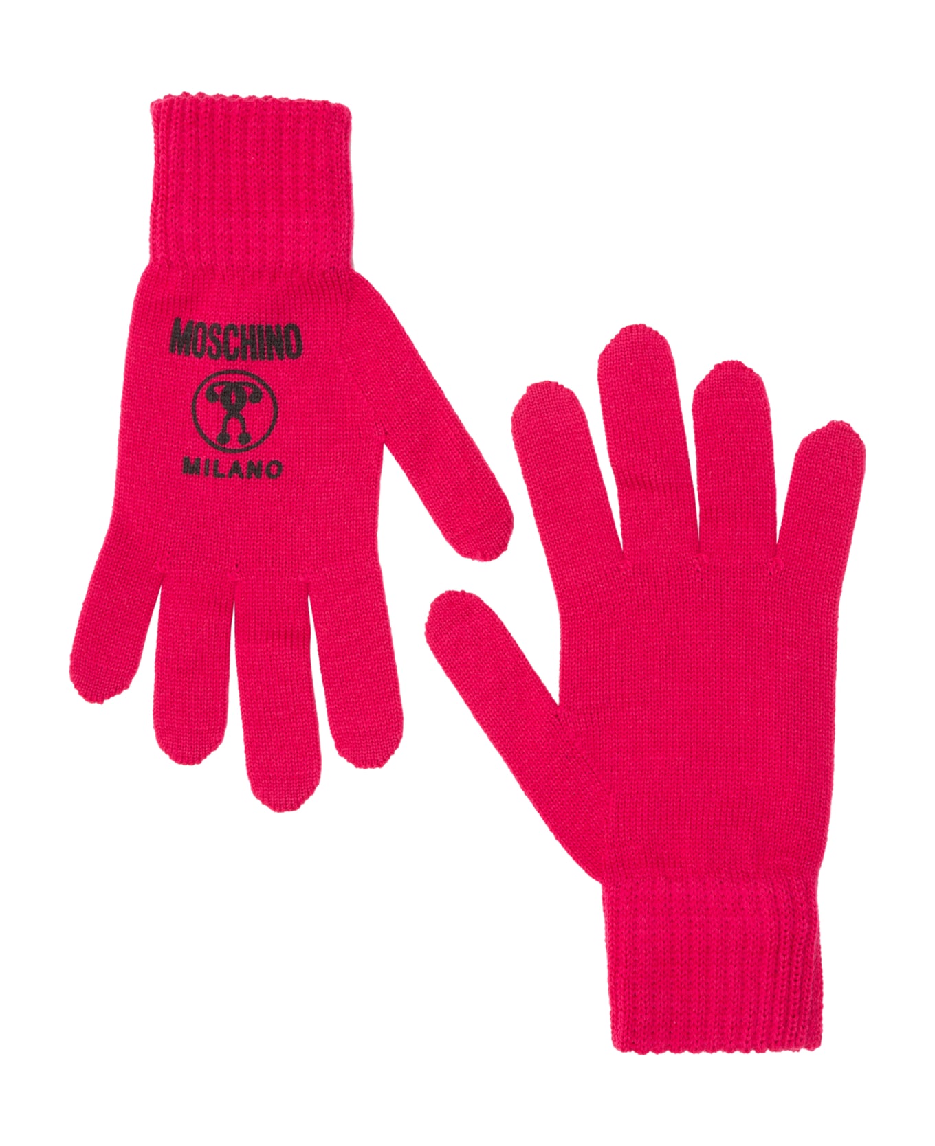 Moschino Double Question Mark Wool Gloves - Fuchsia