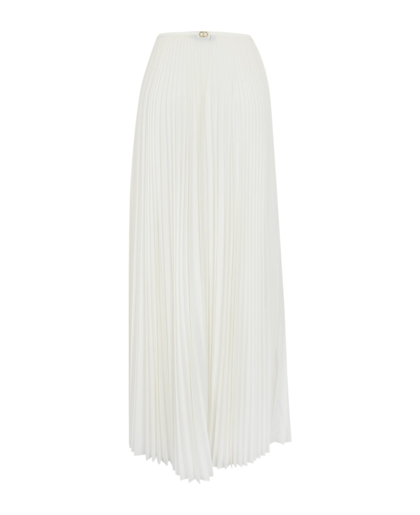 TwinSet Pleated Skirt In Crepe De Chine - Pearl