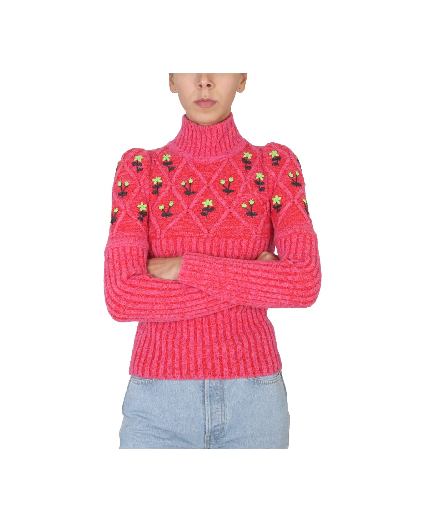 Cormio Jersey With Floral Embroidery - RED