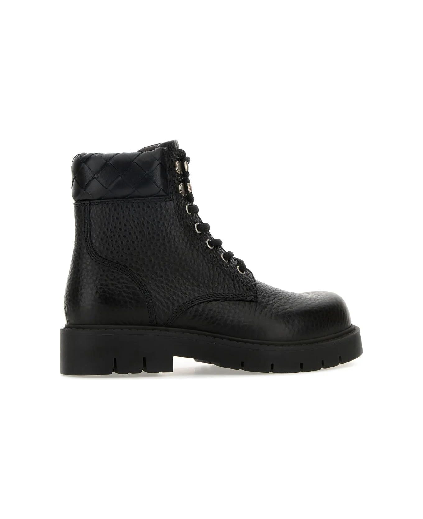 Bottega Veneta Black Leather Haddock Ankle Boots - Nero