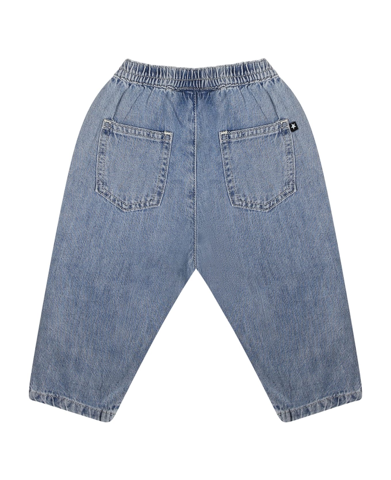 Molo Blue Jeans For Baby Boy With Smiley Face - Denim