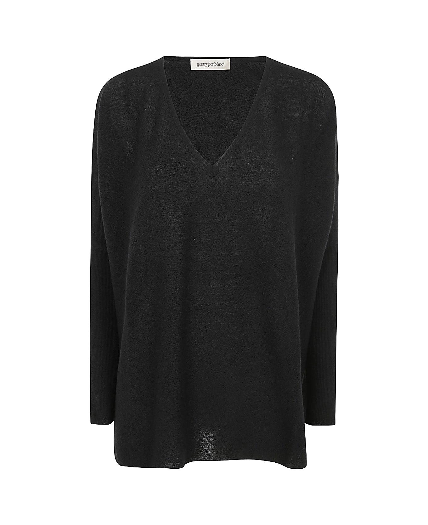 Gentry Portofino Knit V Neck Sweater - Black