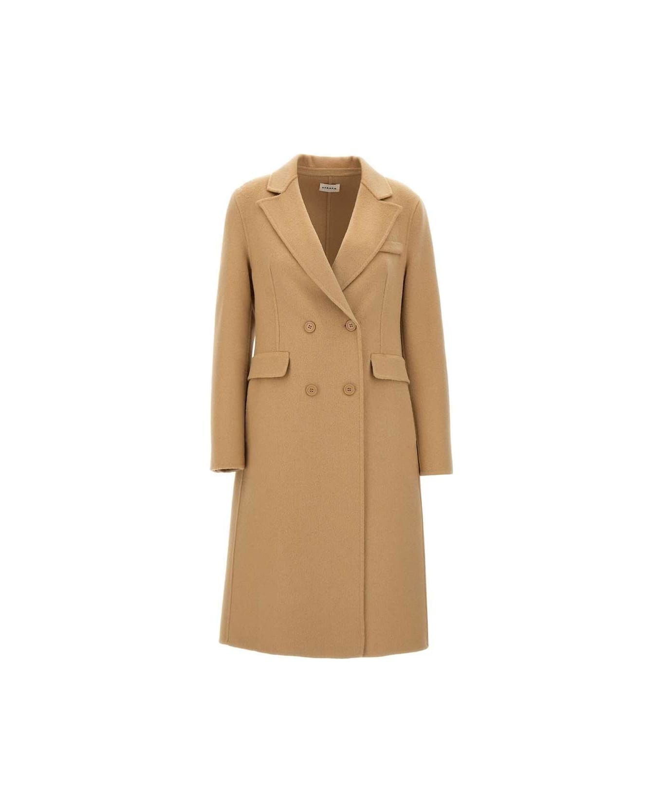 Parosh Double-breasted Mid-length Coat - BEIGE