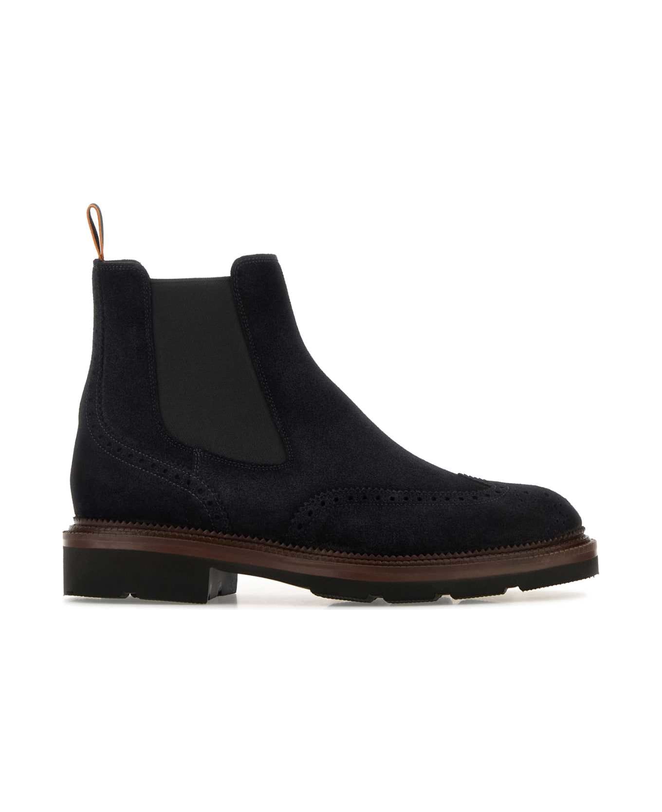 Santoni Midnight Blue Suede Kalama Ankle Boots - BLUE