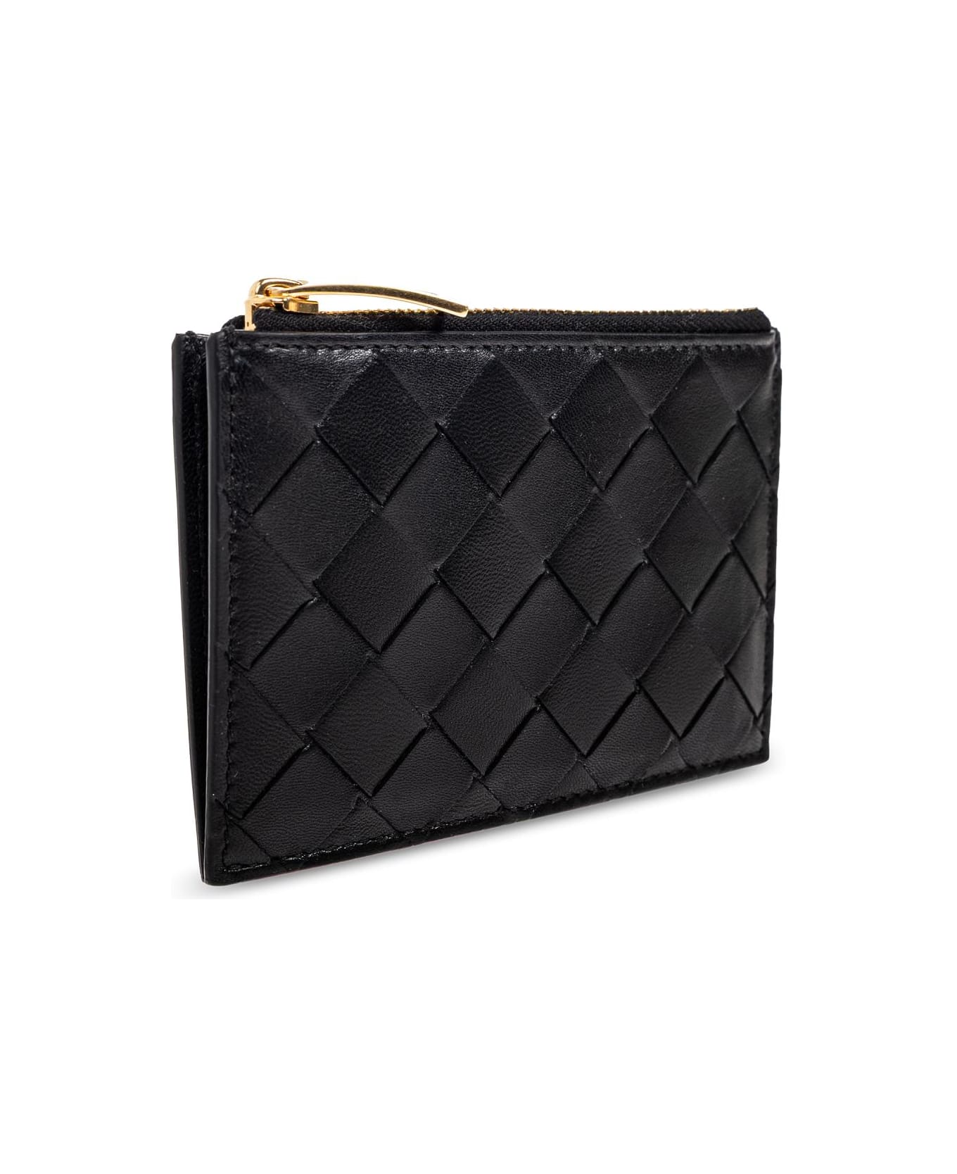 Bottega Veneta Leather Card Holder - BLACK