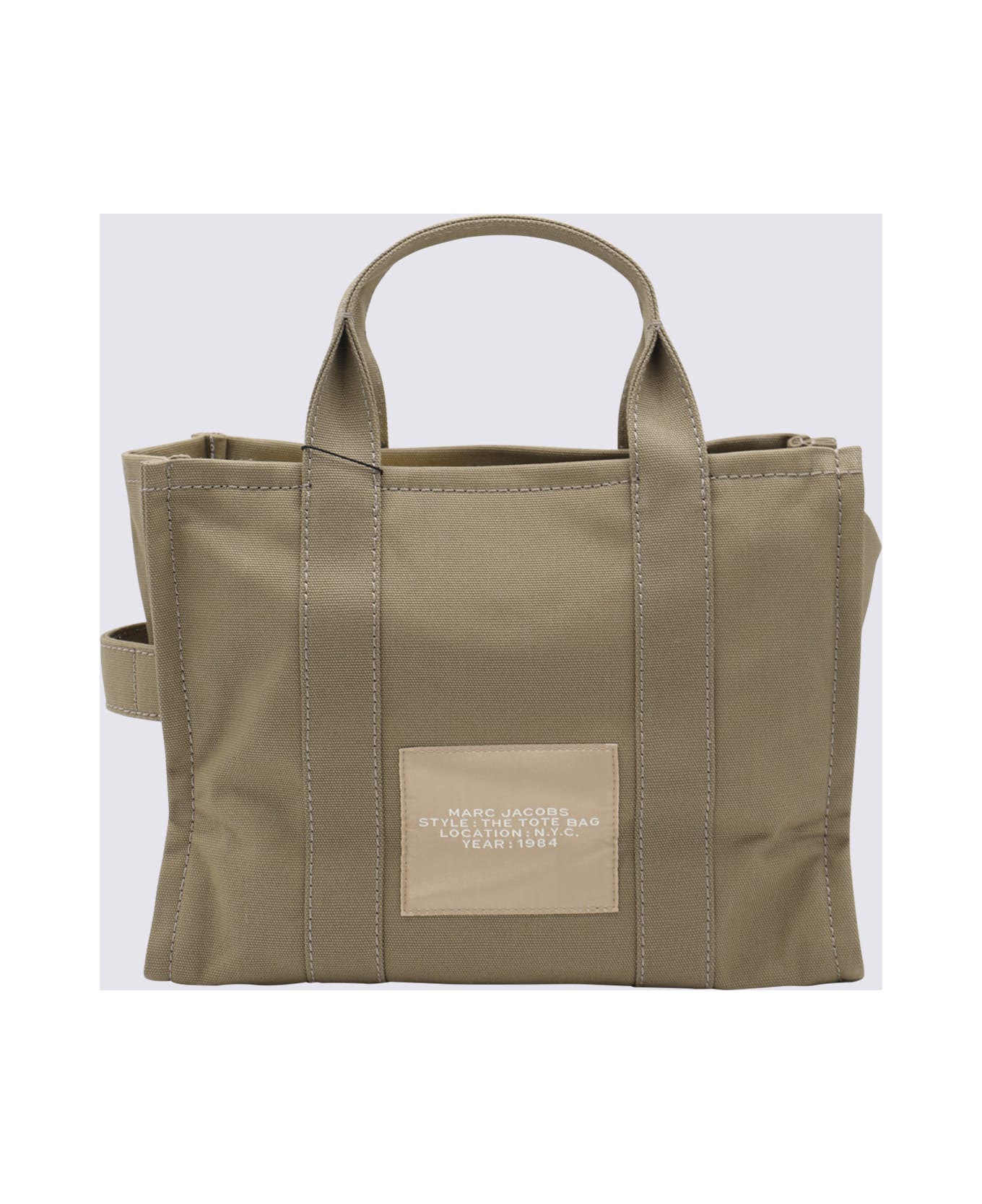 Marc Jacobs Dark Beige Green Canvas The Medium Tote Bag - SLATE GREEN