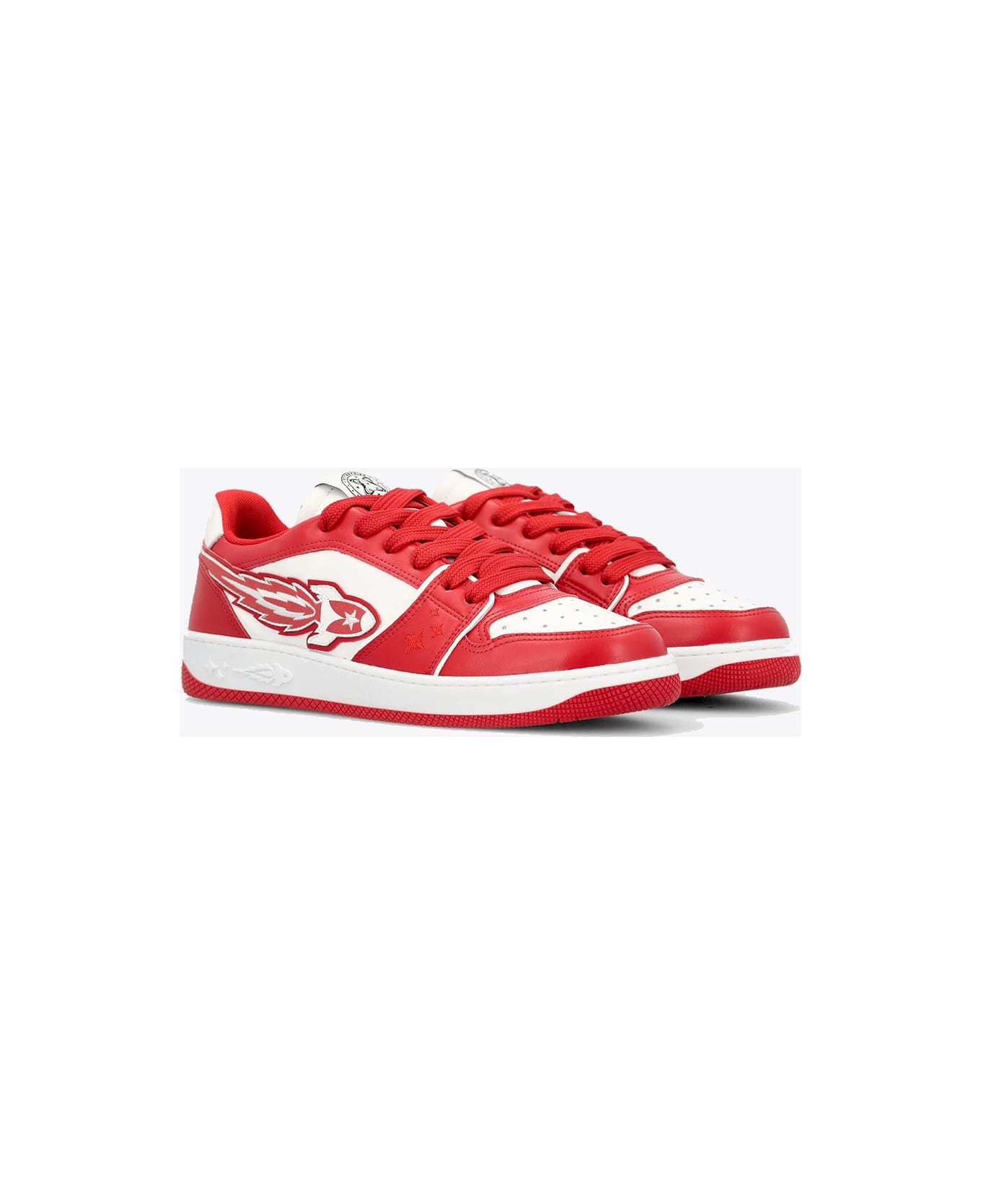 Enterprise Japan Ej Egg Rocket M - Low Sn C.o. Calf Red and white low sneaker with rocket logo. - Rosso/bianco
