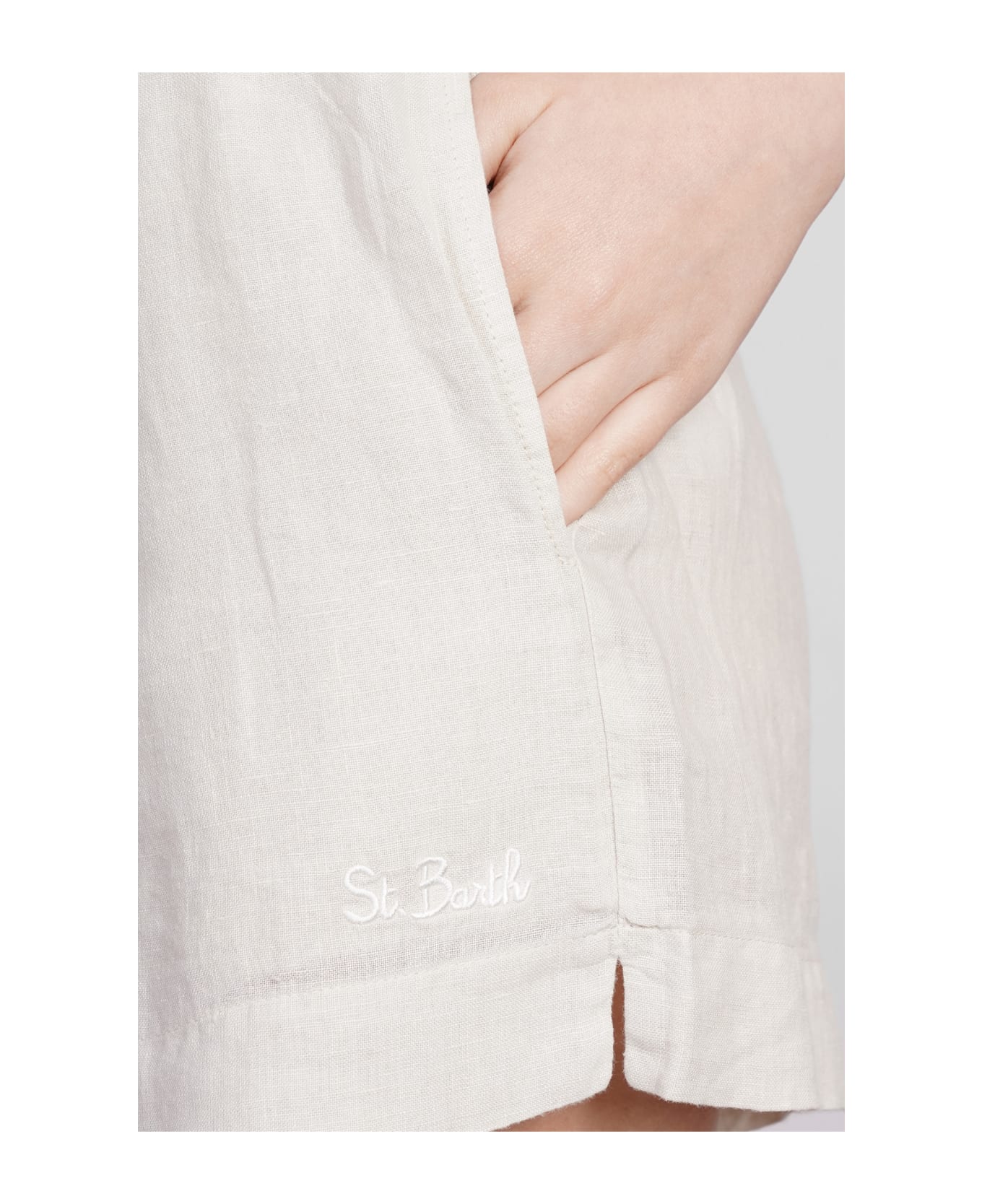MC2 Saint Barth Meave Shorts In Beige Linen - beige ショートパンツ