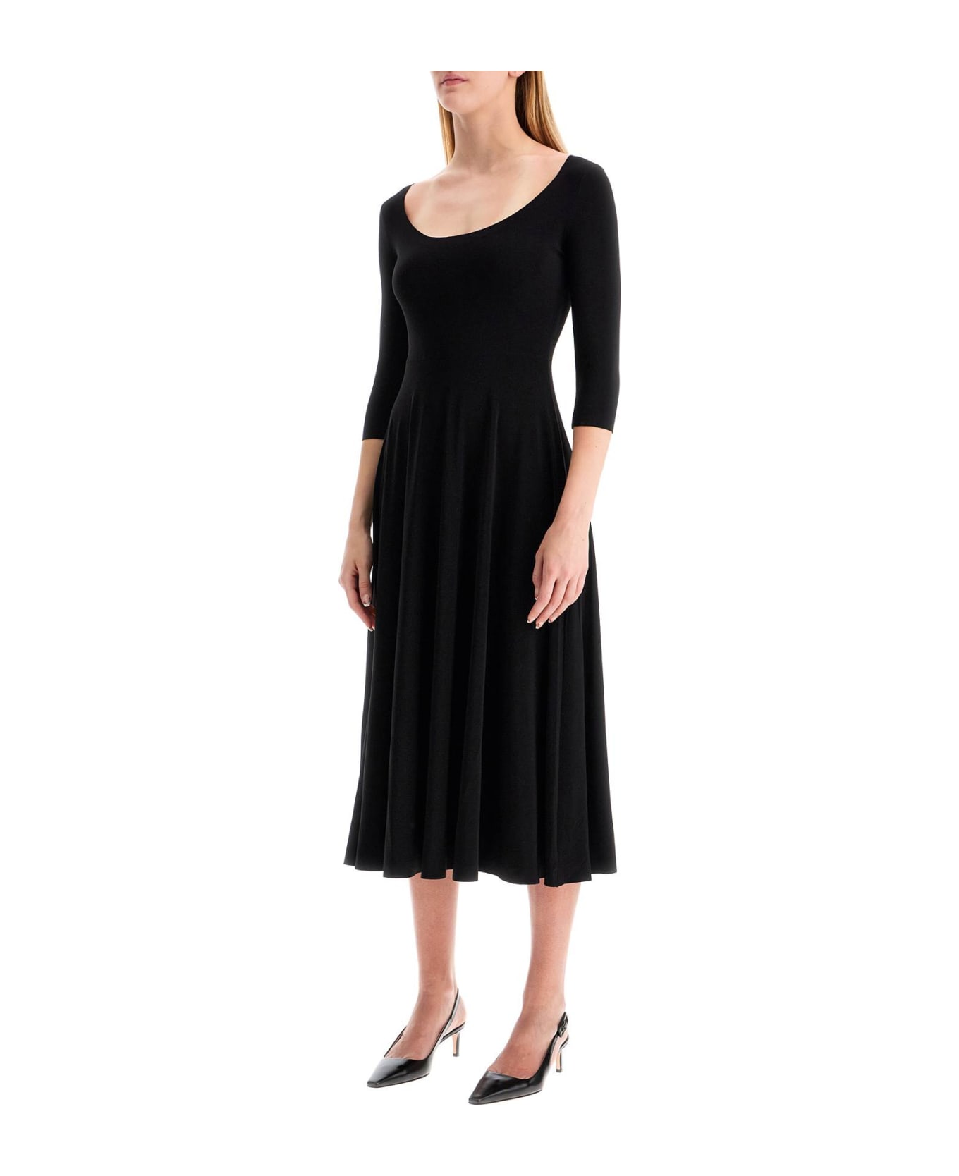 Norma Kamali Reversible V-neck Dress - BLACK (Black)