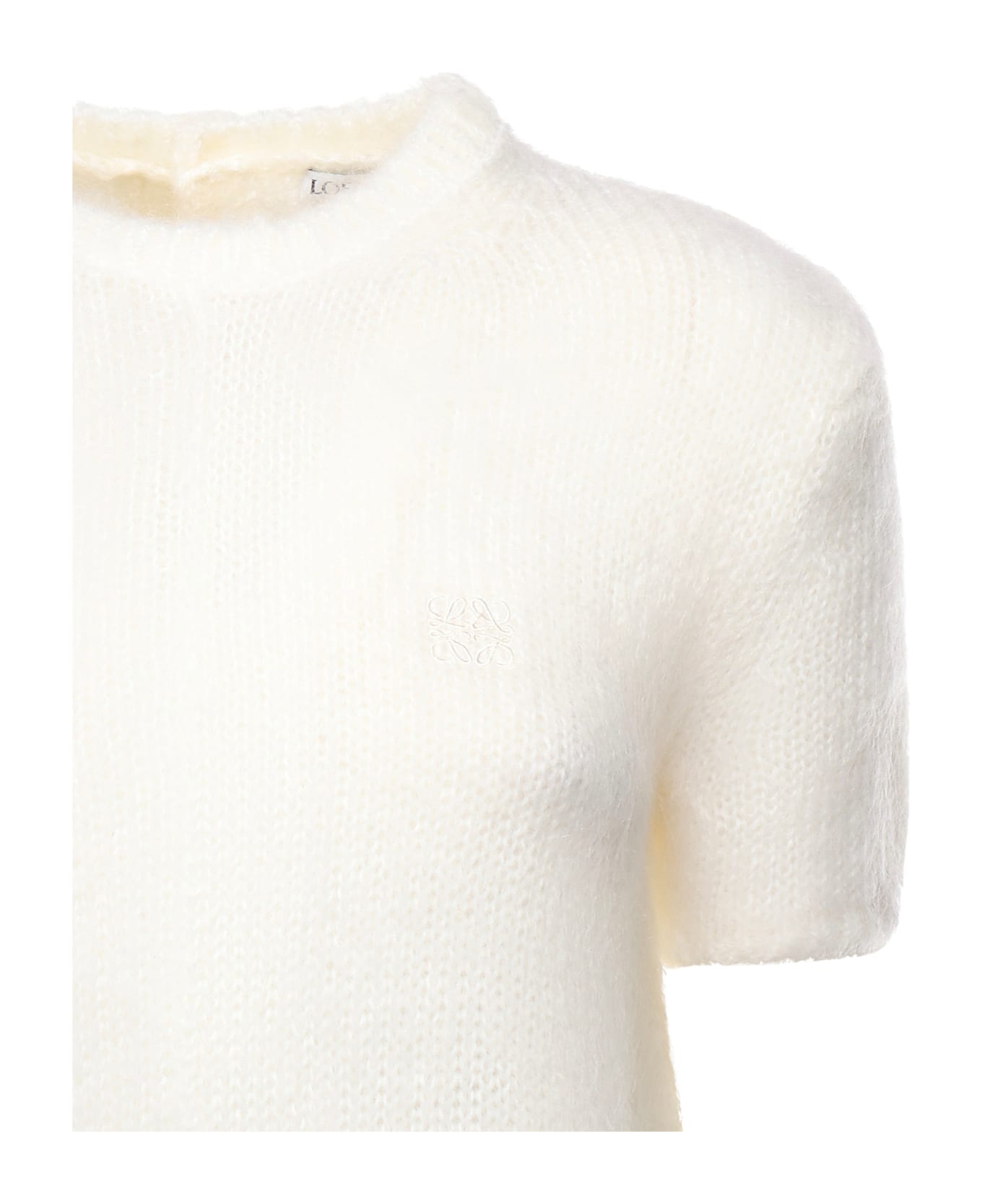 Loewe Short-sleeved Mohair Blend Sweater - White