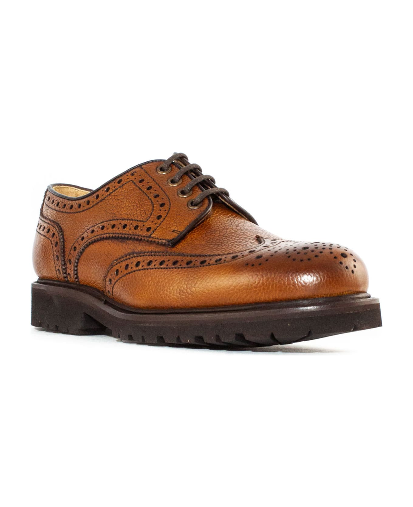 Berwick 1707 Brown Leather Derby Shoes - Marrone