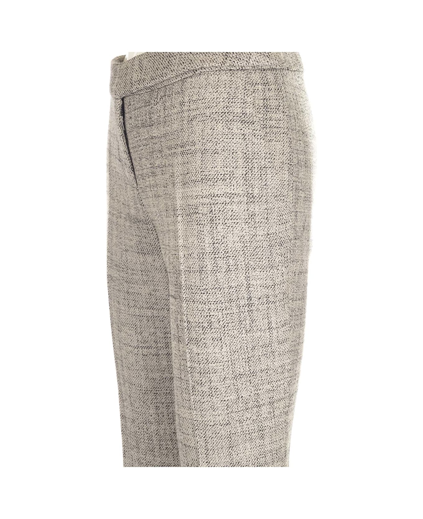 Stella McCartney Slim Fit Tailored Trousers In Oat Wool Mouline - Brown ボトムス