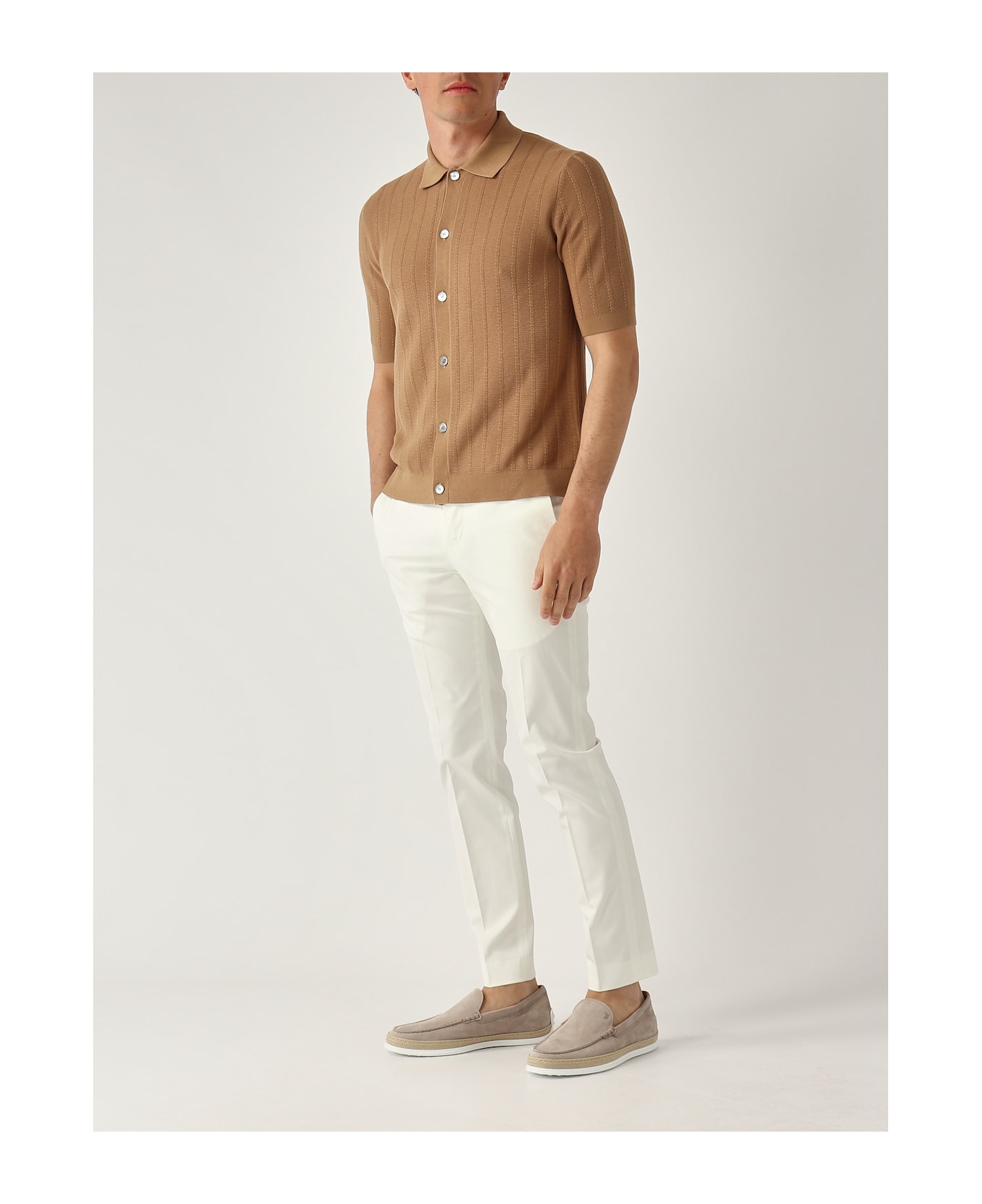 Ballantyne Camicia M/c Punto Riso A Coste Ribs Shirt - BISCOTTO