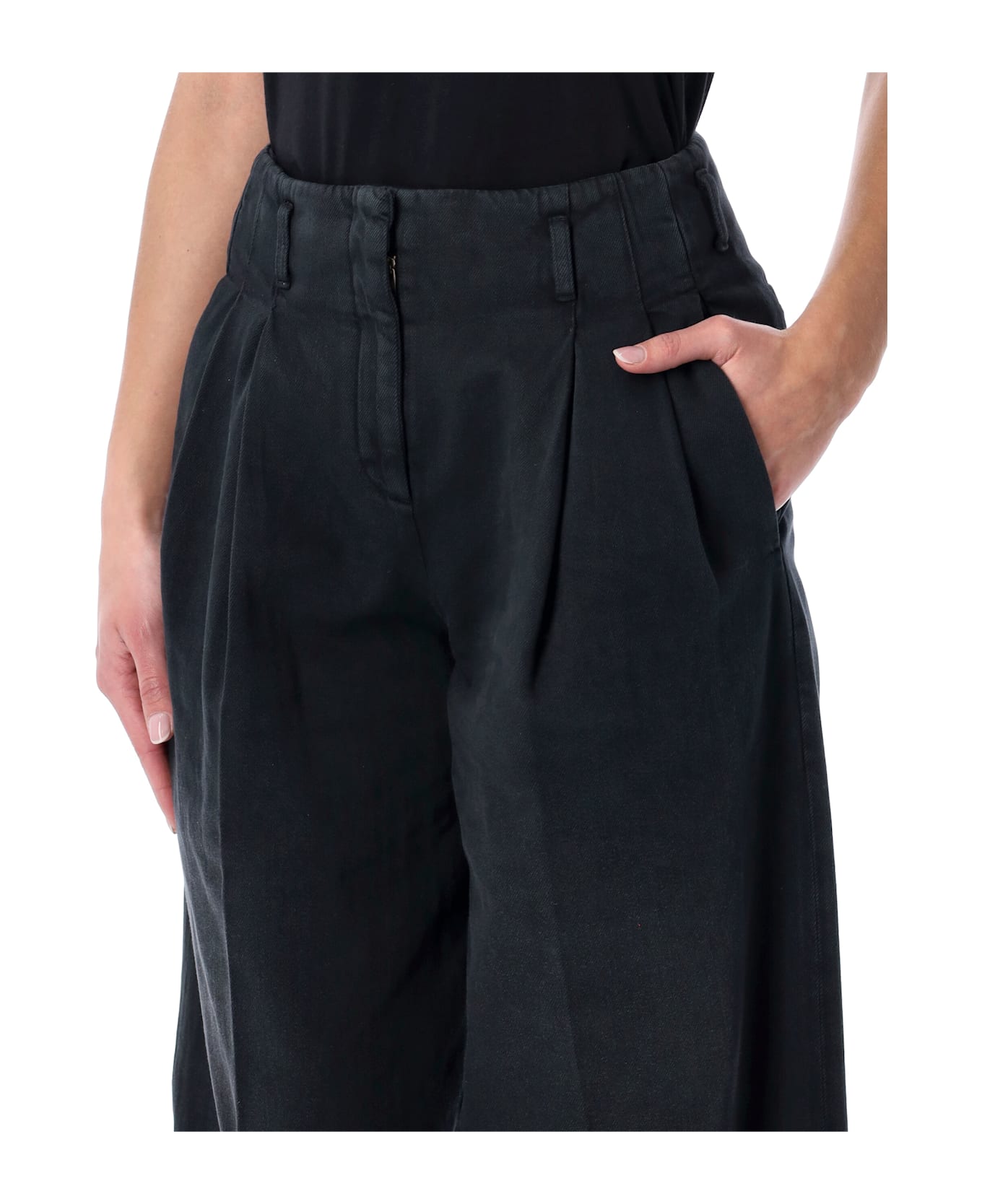 Golden Goose Wide Leg Pinced Denim - BLACK
