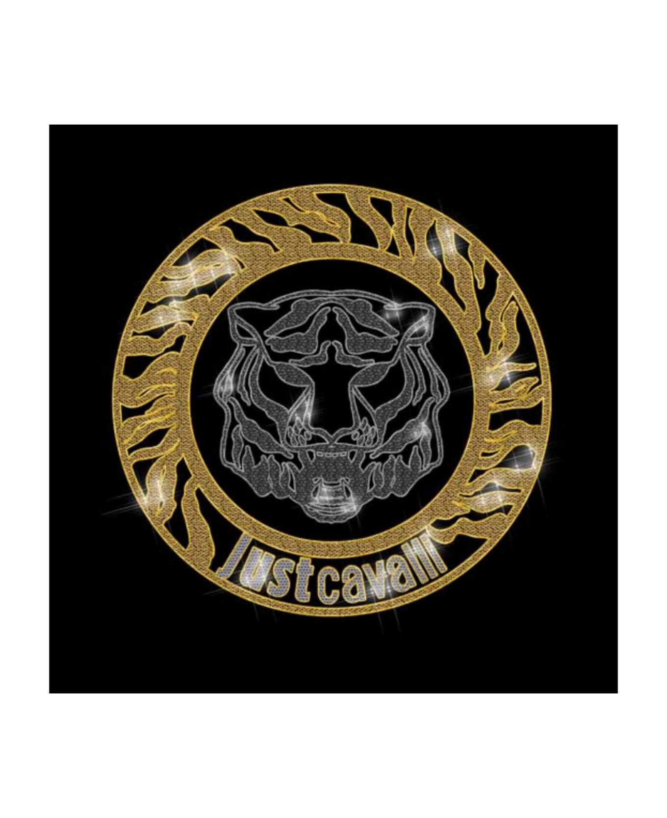 Just Cavalli Rhinestone-embellished Logo-print Jumper - BLACK