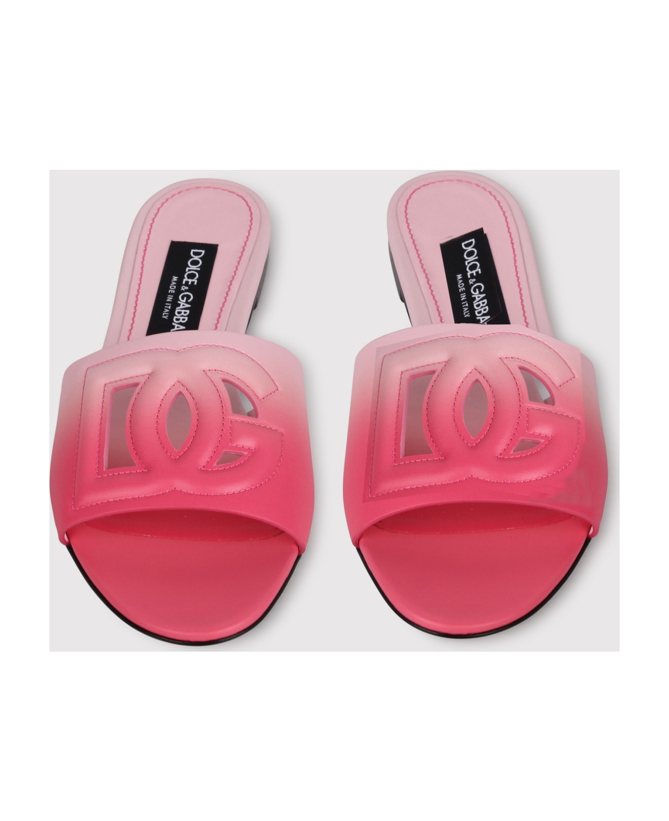 Dolce & Gabbana Leather Sliders With Logo Dg