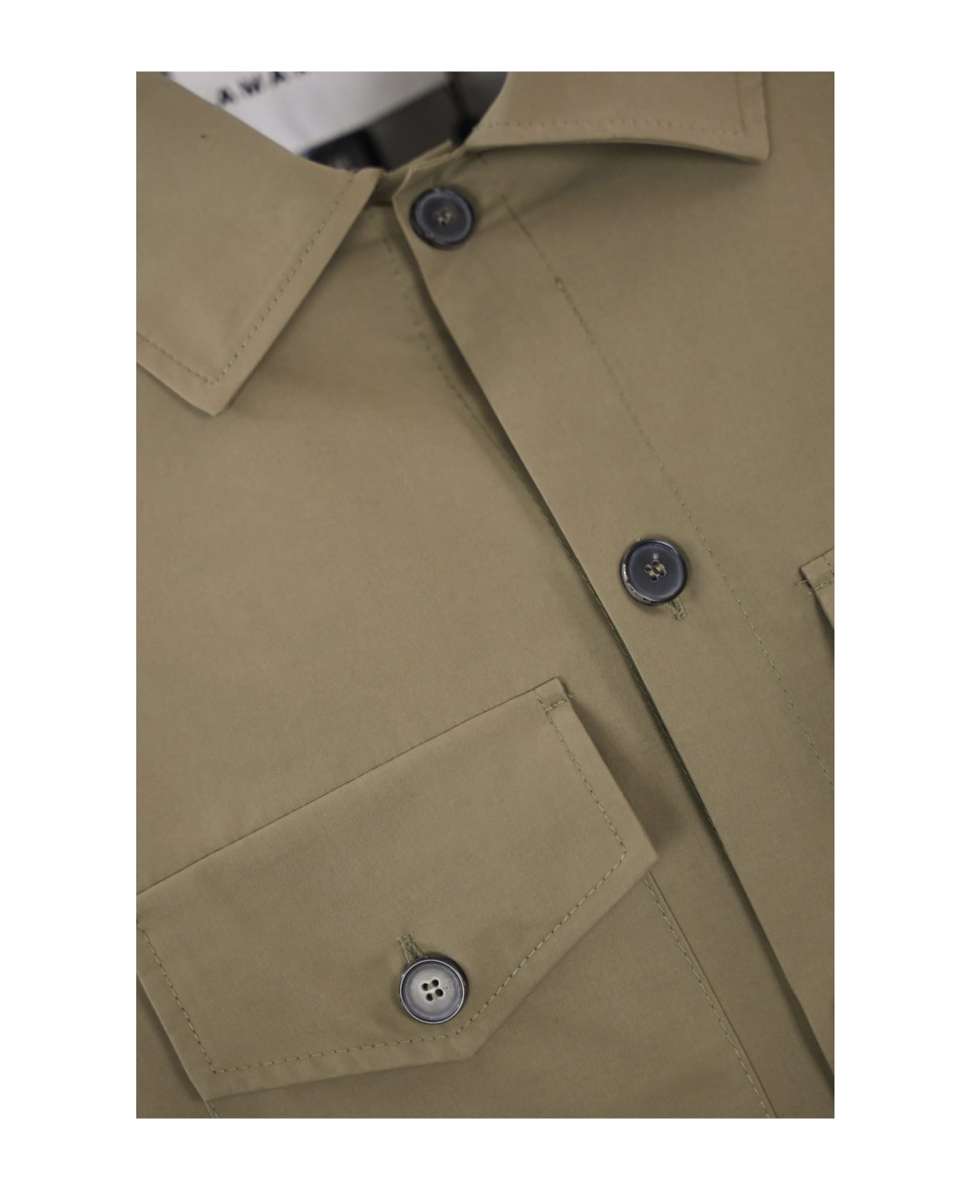 Amaranto Shirt Jacket With Embroidery - Kaki シャツ