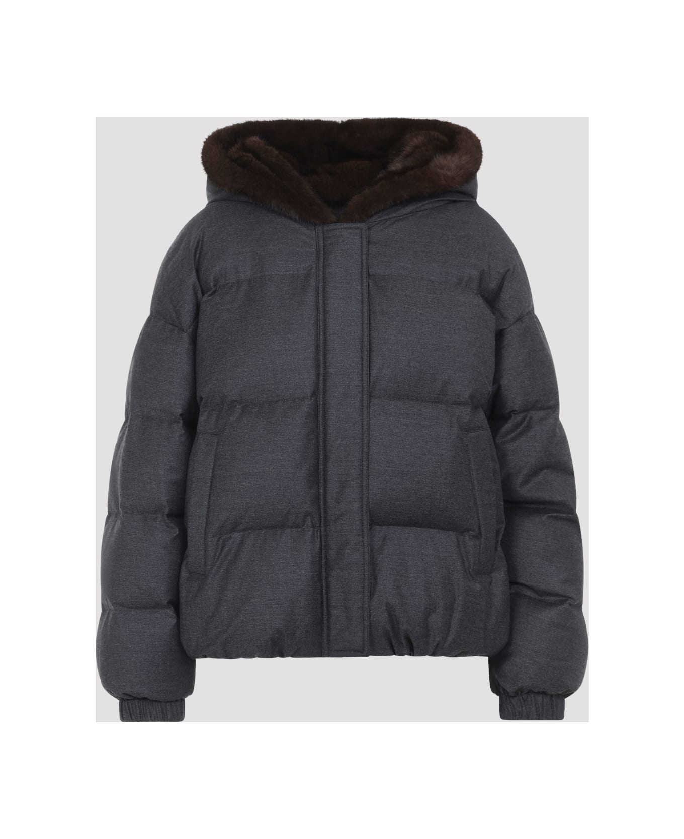 Yves Salomon Mink Down Jacket - Gris Anthracite