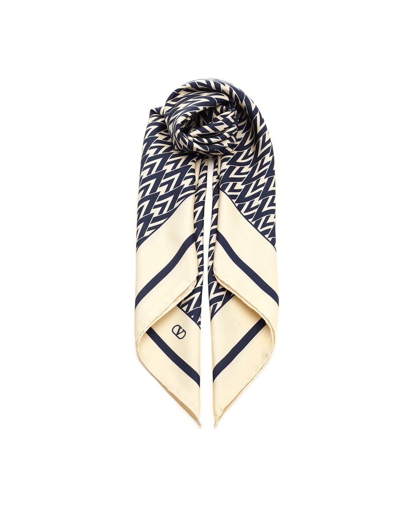 Valentino Garavani Silk Scarf - NAVY CREMA