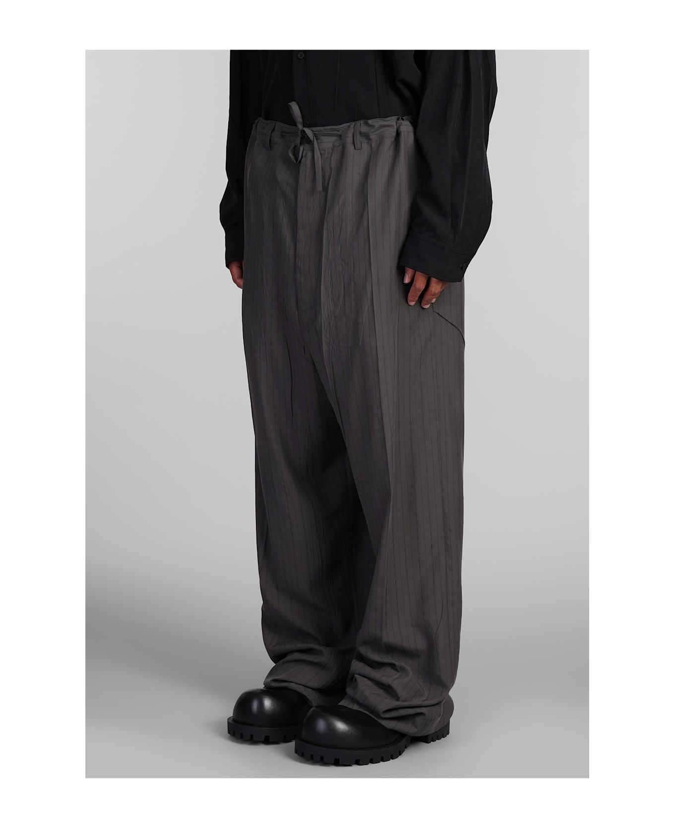 Balenciaga Pants In Green Wool And Polyester - GREYGREEN ボトムス