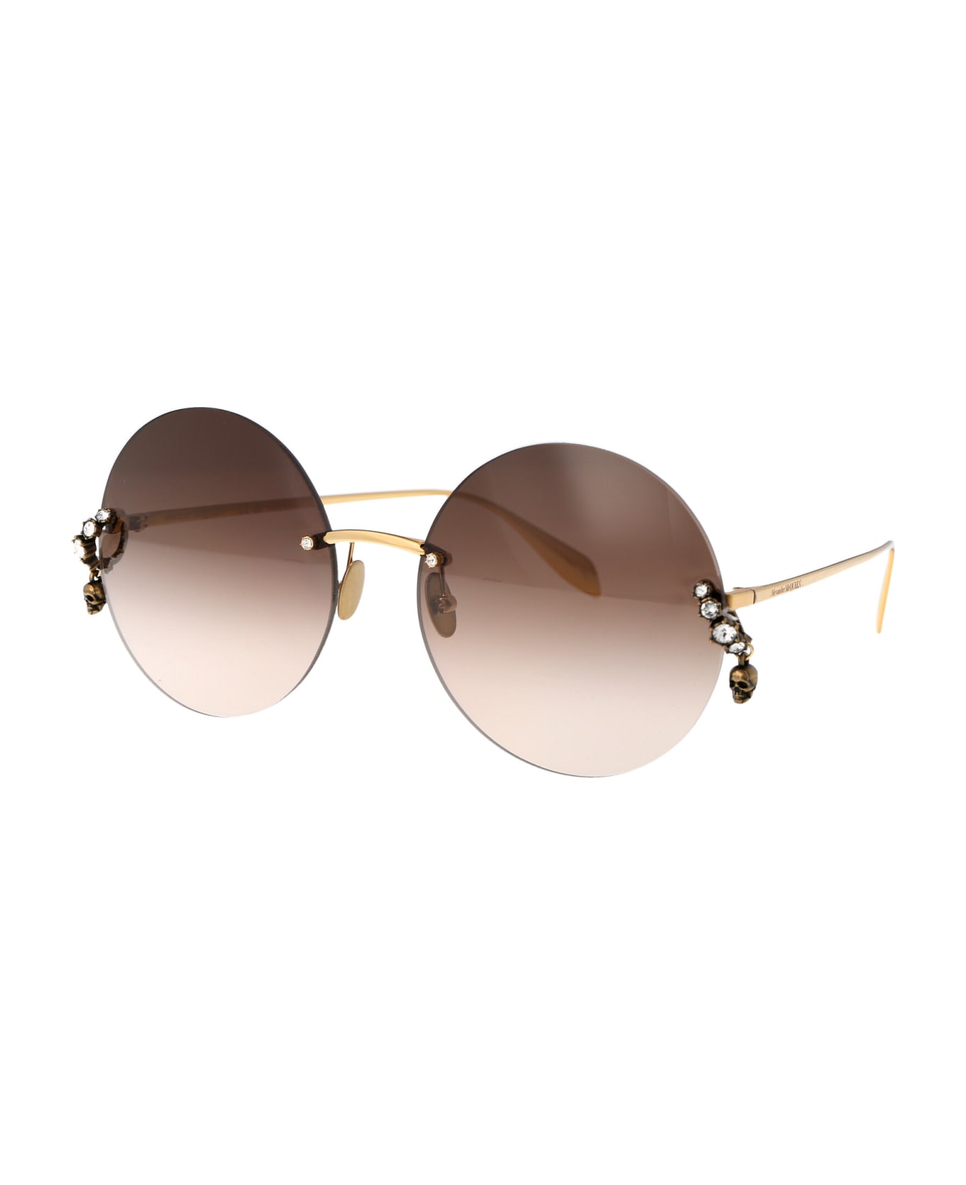 Alexander McQueen Eyewear Am0418s Sunglasses - 002 GOLD GOLD BROWN サングラス