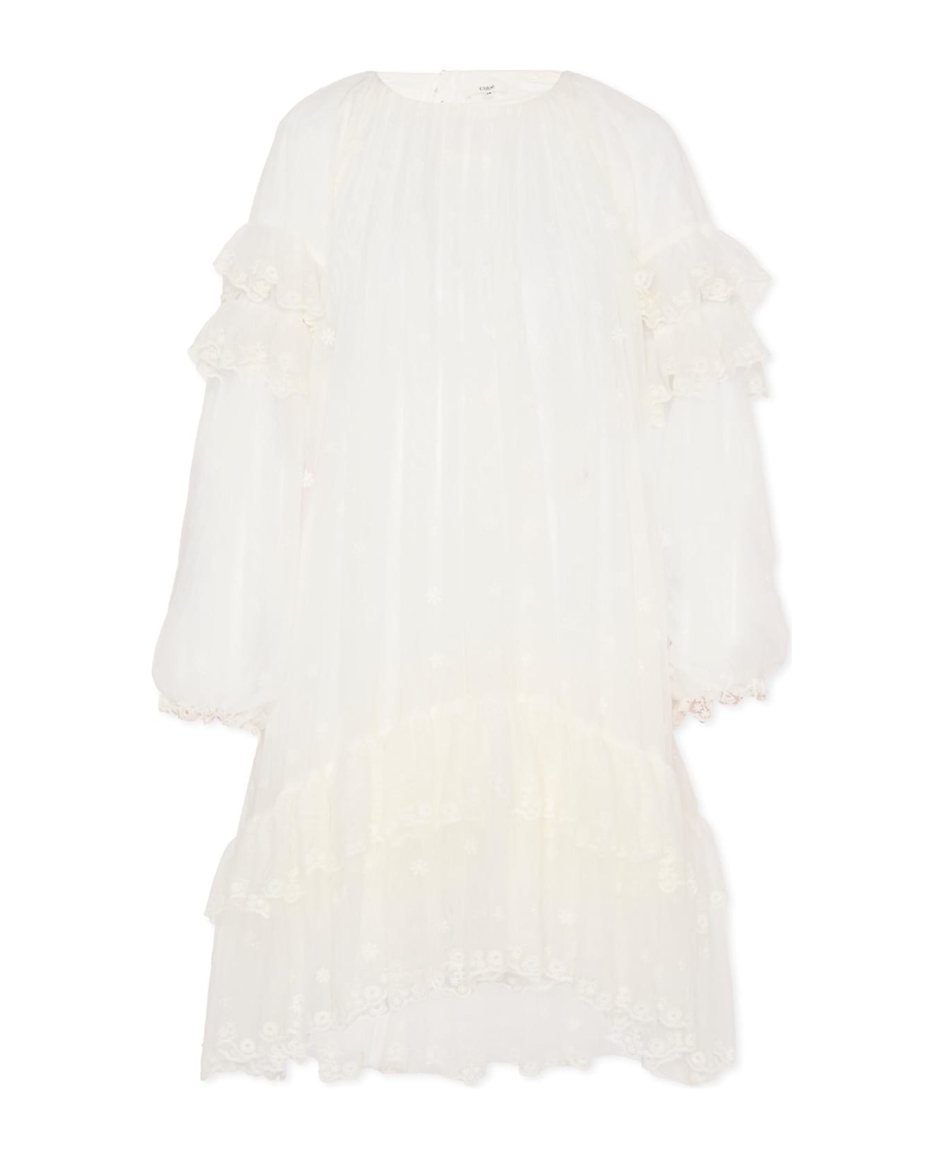 Chloé Ivory Dress For Girl With Flowers - Ivory