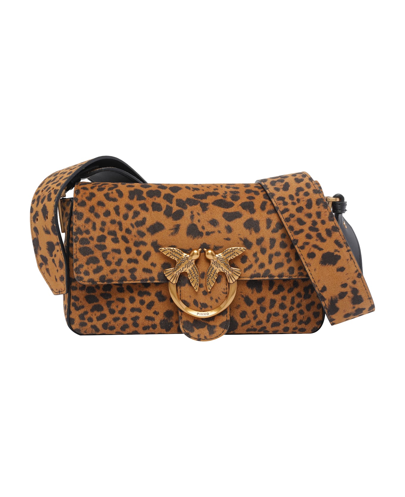 Pinko Mini Leopard Suede Slouchy Bag - Brown