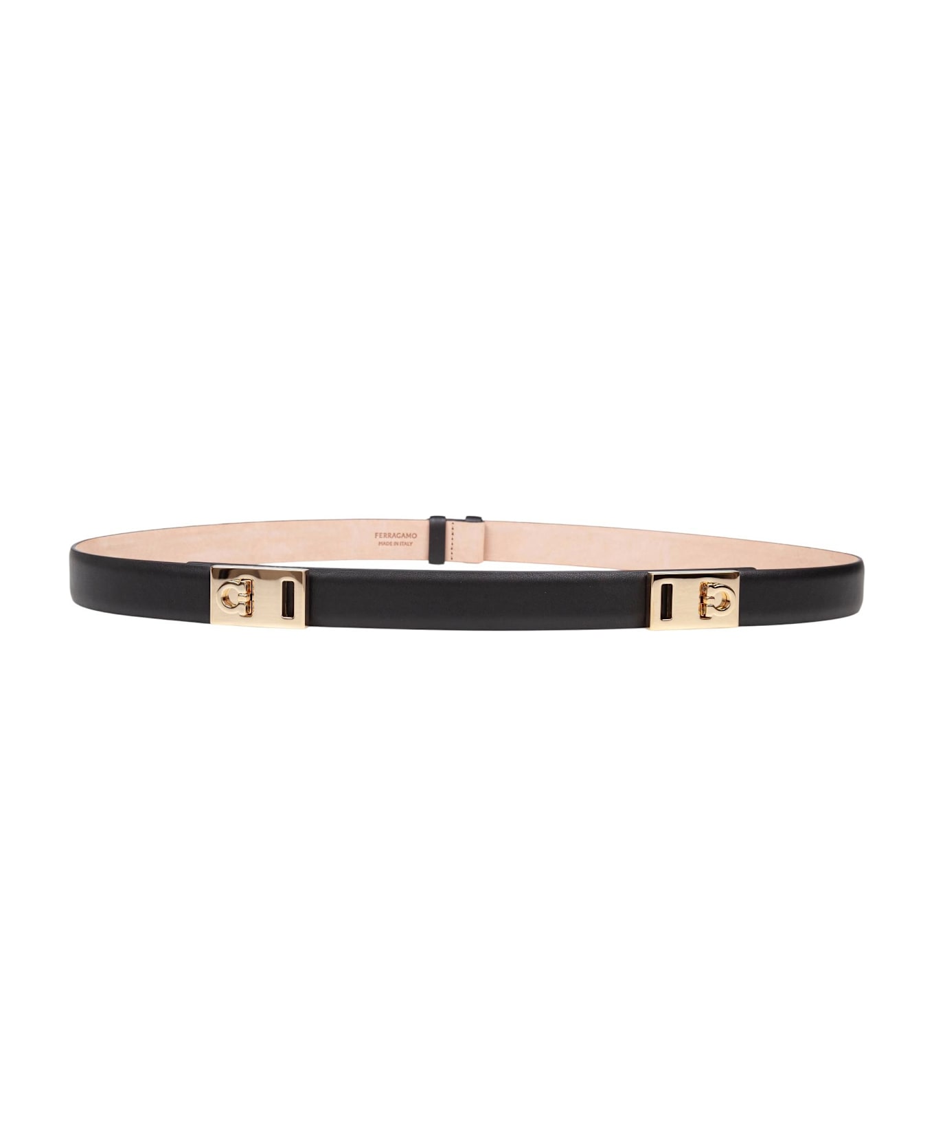 Ferragamo Extendable Hug Belt In Black Leather - Black