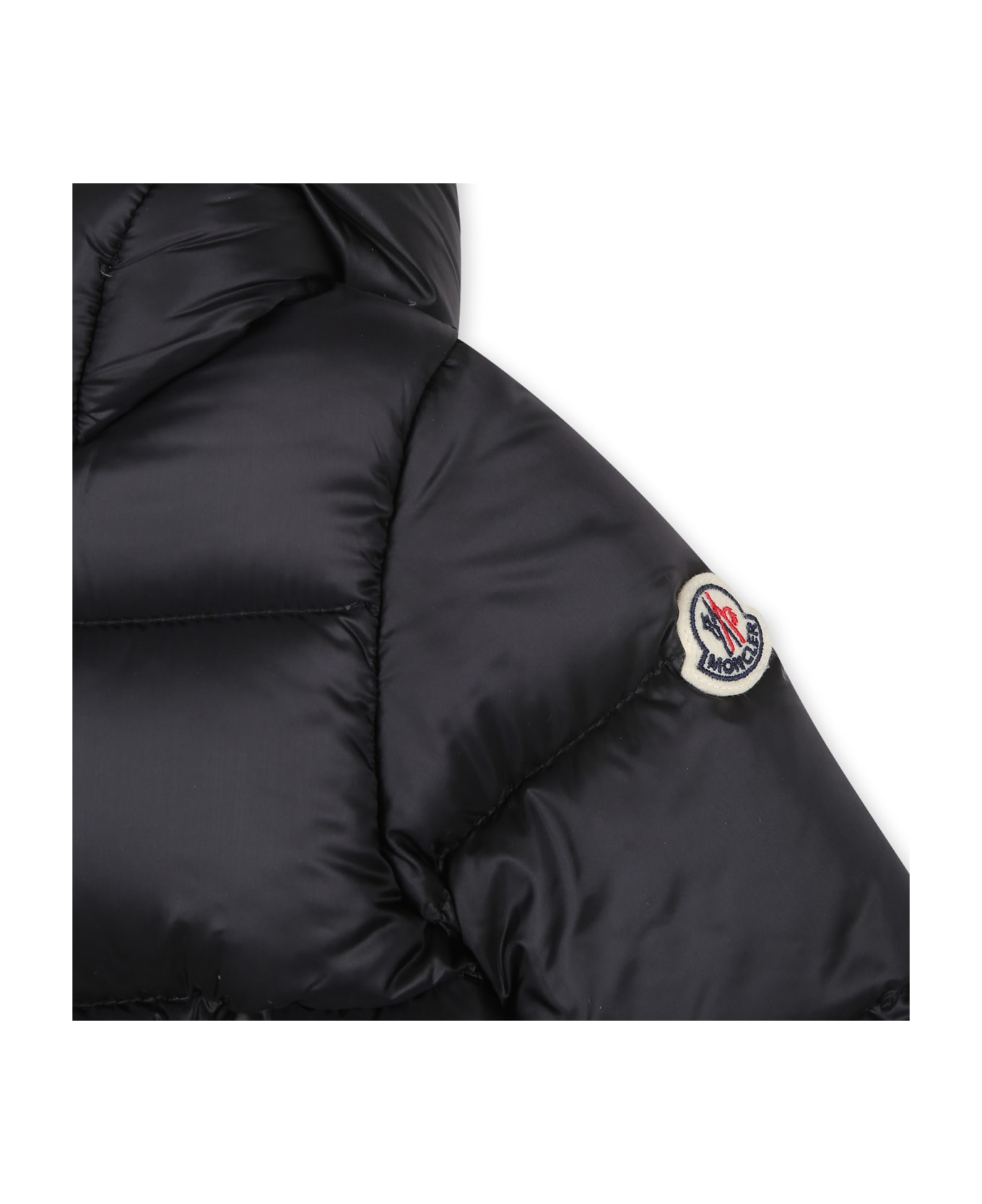 Moncler Black New Macaire Down Jacket For Baby Boy With Logo - Black