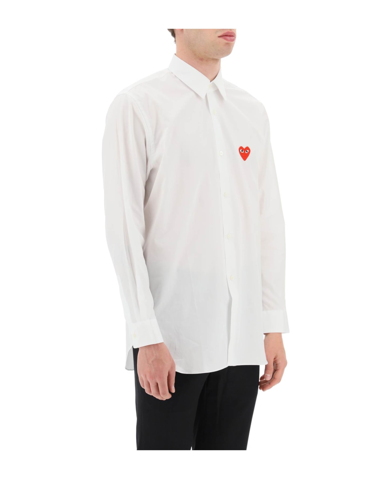 Comme des Garçons Play Heart Patch Unisex Shirt - WHITE (White)