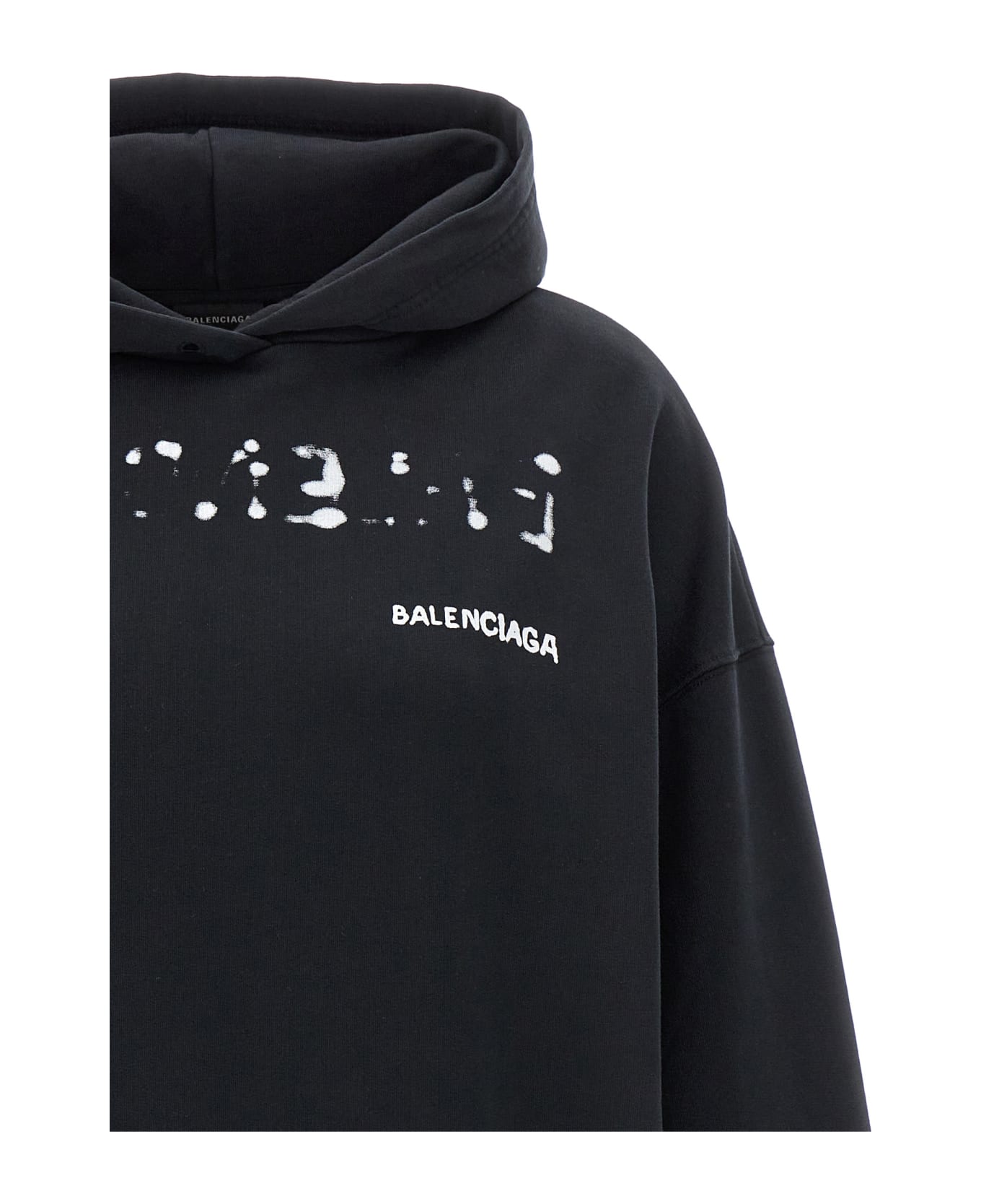 Balenciaga Logo Print Hoodie - black フリース