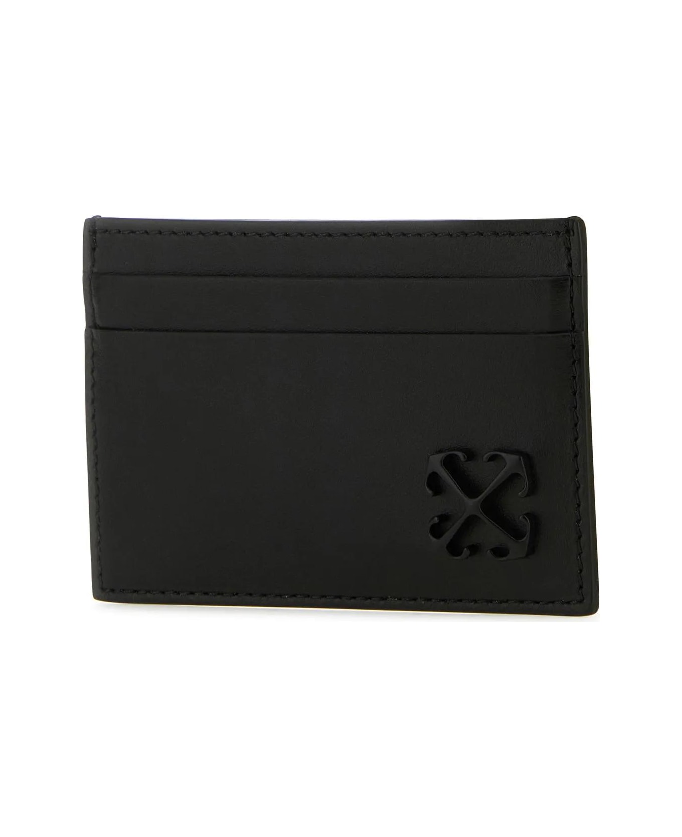 Off-White Black Leather Card Holder - Black