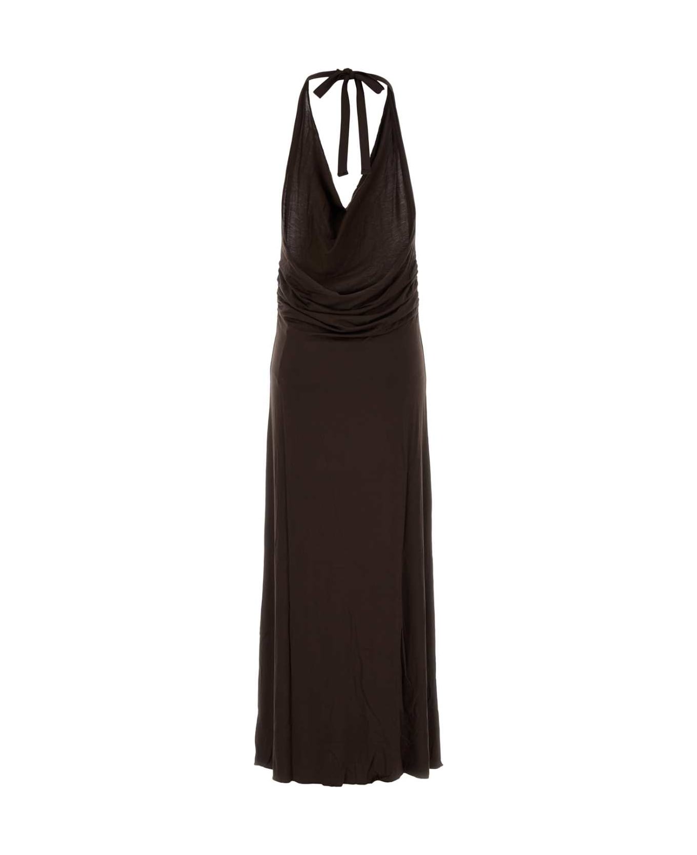Gimaguas Brown Stretch Viscose Harbor Dress - CHOCOLATE